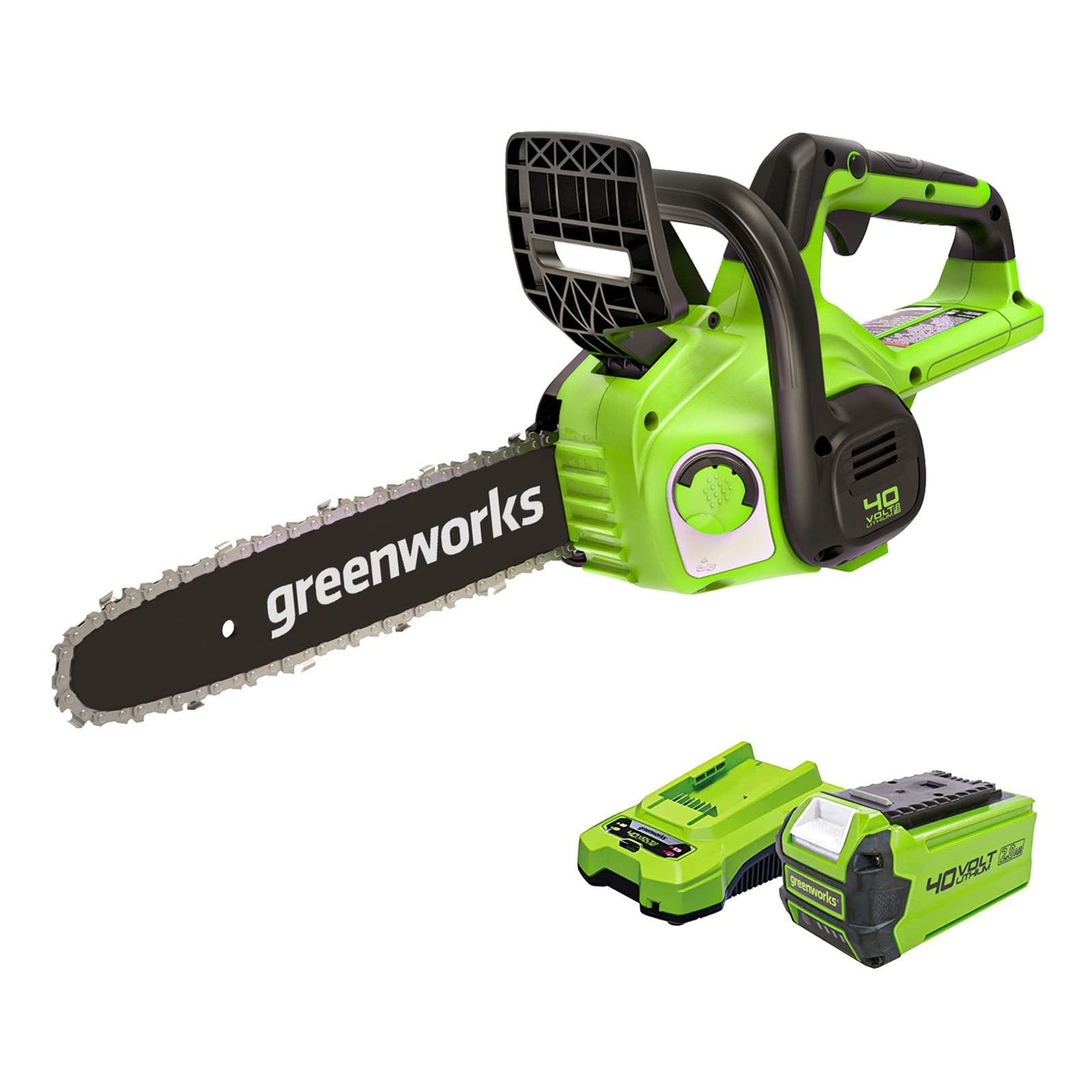 Greenworks Cordless Chainsaw Battery Powered , 12 Inch (30cm) Bar Length, 4.2m/s Chain Speed, 2.6kg, Auto-Oiler, 40V 2AH Battery & Charger, 3 Year Guarantee-G40CS30IIK2 โ image 1