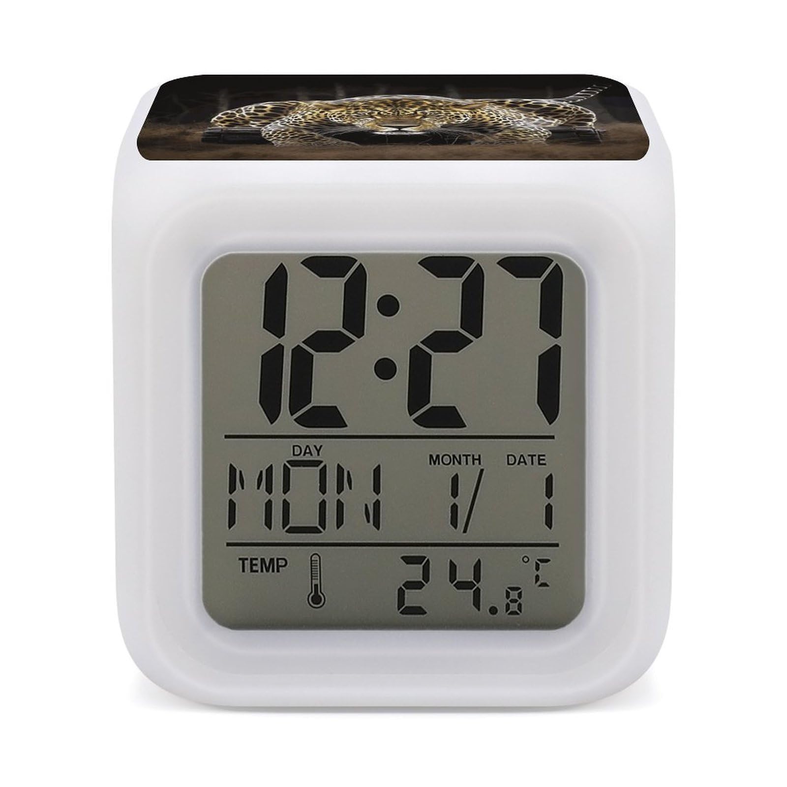 FekiLoot Leopard2 Alarm Clock for Heavy Sleepers Wake Up Digital Clock with 7 Color Changing Night Light Super Loud Digital Alarm Clocks Small Machine Alarm Clocks