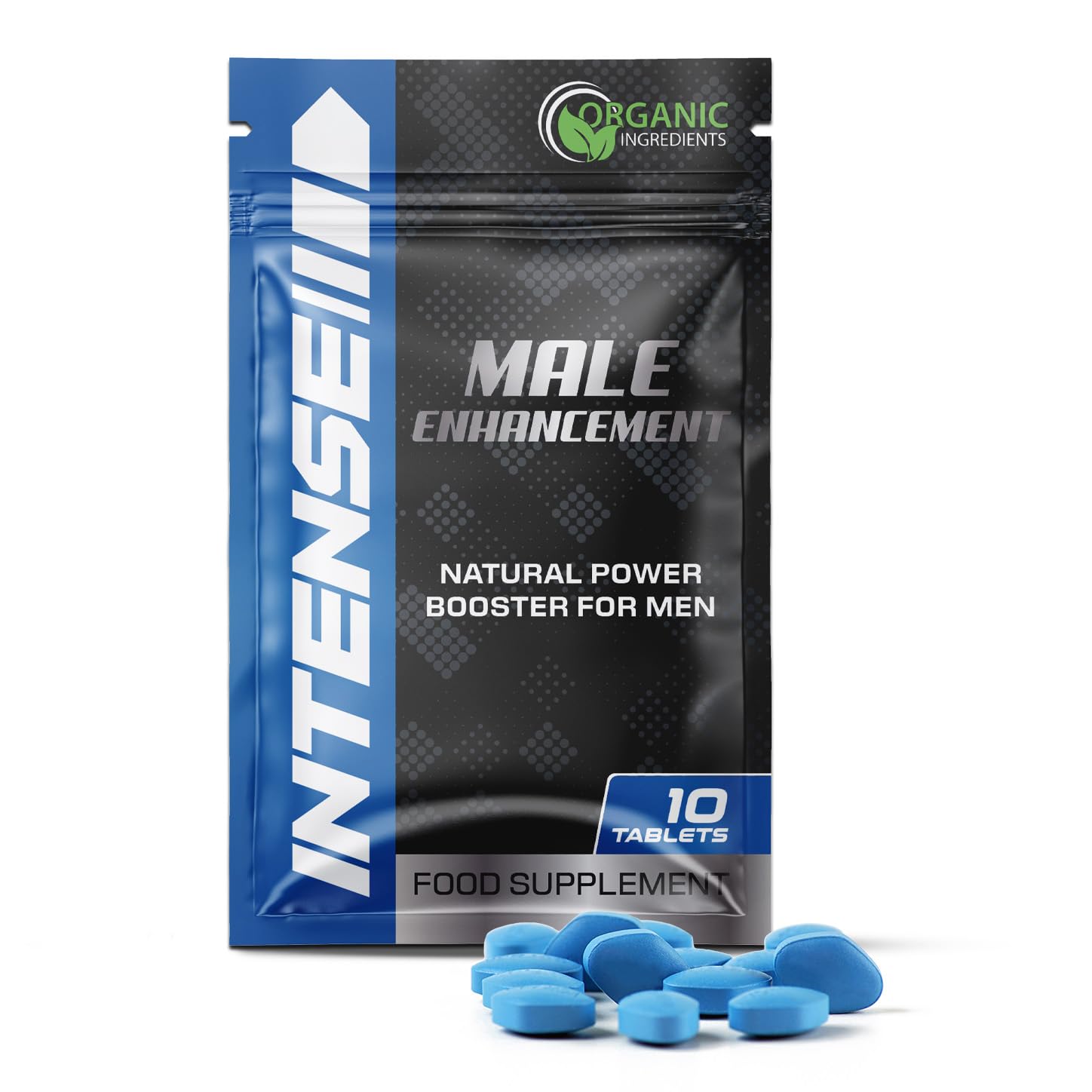 Intense Blue 10 Tablets - Enhanced Strength & Firmness for Men - Increased Stamina, Prolonged Performance - Male Endurance Booster - Herbal Supplement
