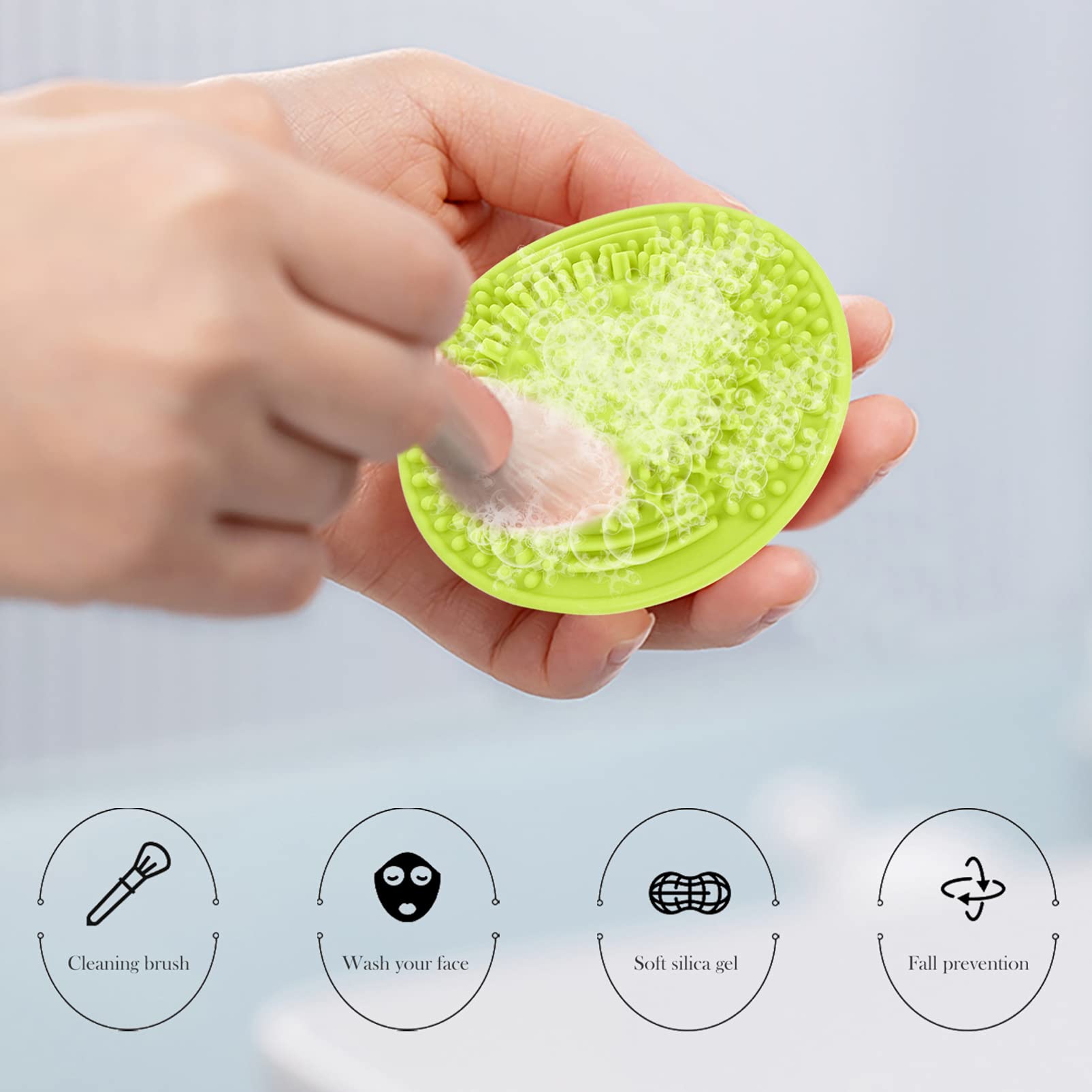 FRCOLOR 18pezzi Tappetino Di Pulizia Siliconper Pennelli Da Trucco Strumento Per Lavaggio Cosmetici Design Creativo Per Casa e Viaggi