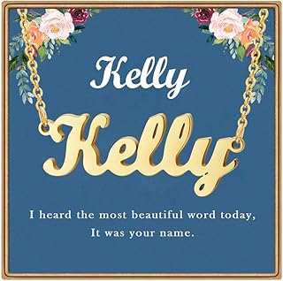 Custom Name Necklace, Personalized Name Plate Pendant Necklace Pre Gifts, Charm Pre-made Jewelry for Mom Mama Birthday Anniversary