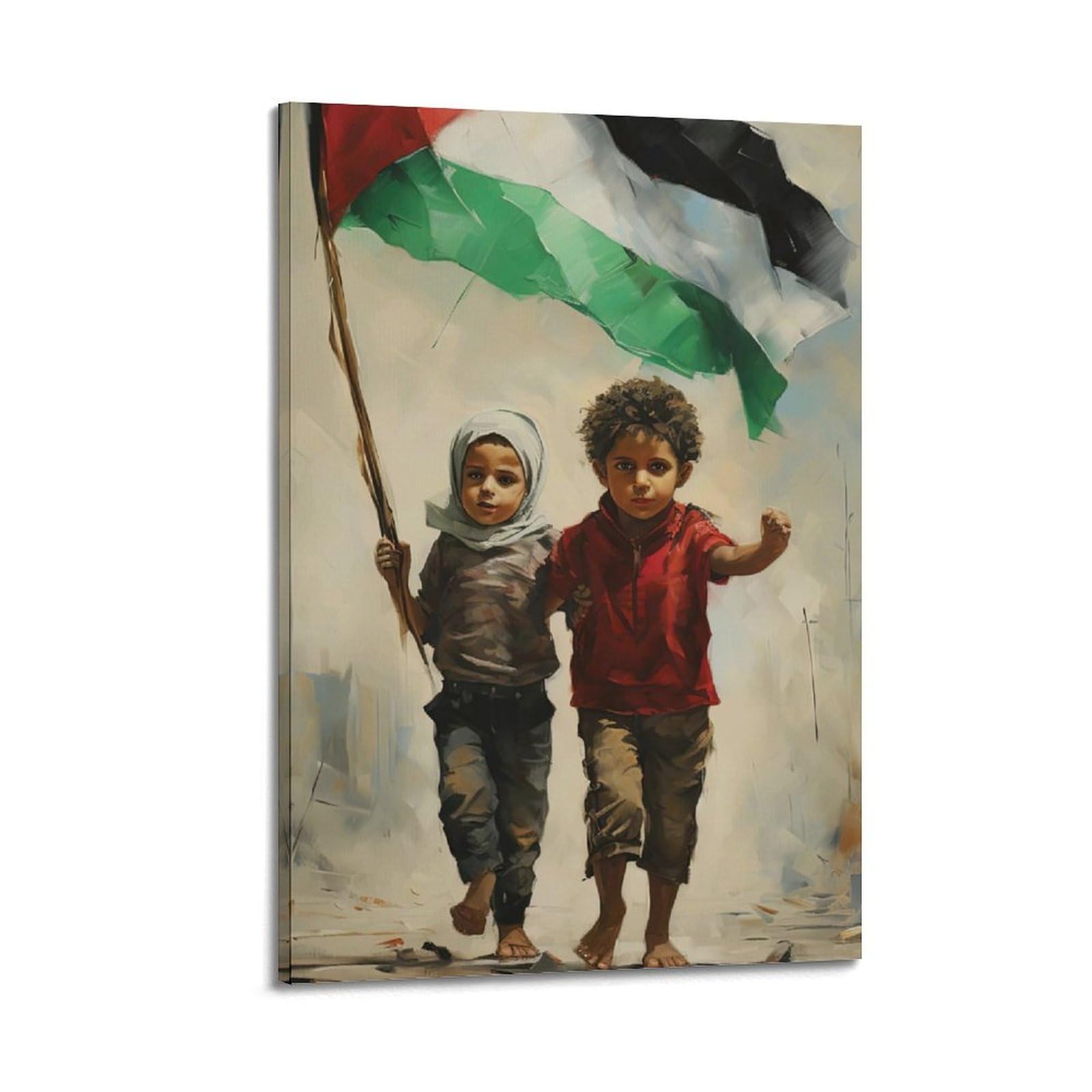 XKUGA World Peace Anti War Poster Palestine Gaza Child Refugees Modern Decorative Canvas Prints - Ideal Wall Art for Family, Man Cave, Game Room, Boys & Girls Bedroom 12x18inch(30x45cm)
