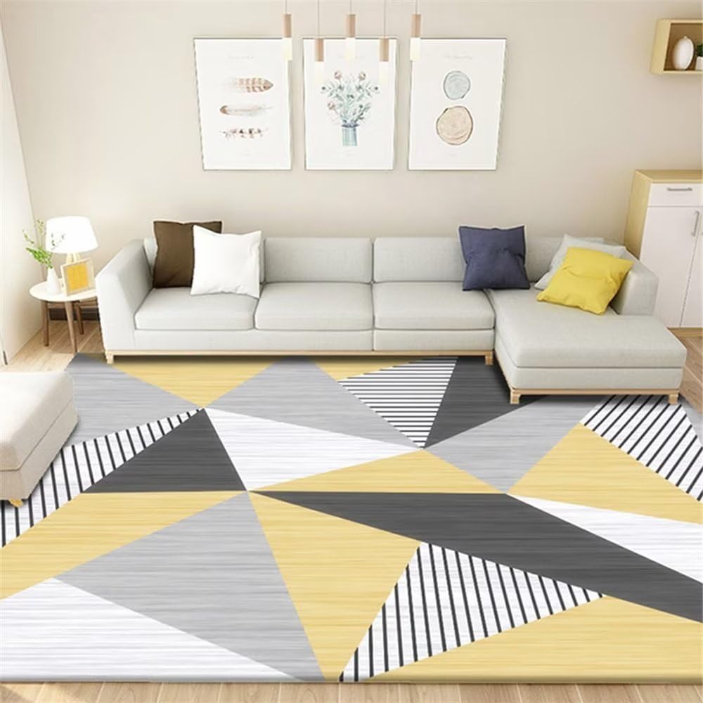 Tapis de sol anti-acariens jaune triangulaire pour poussière