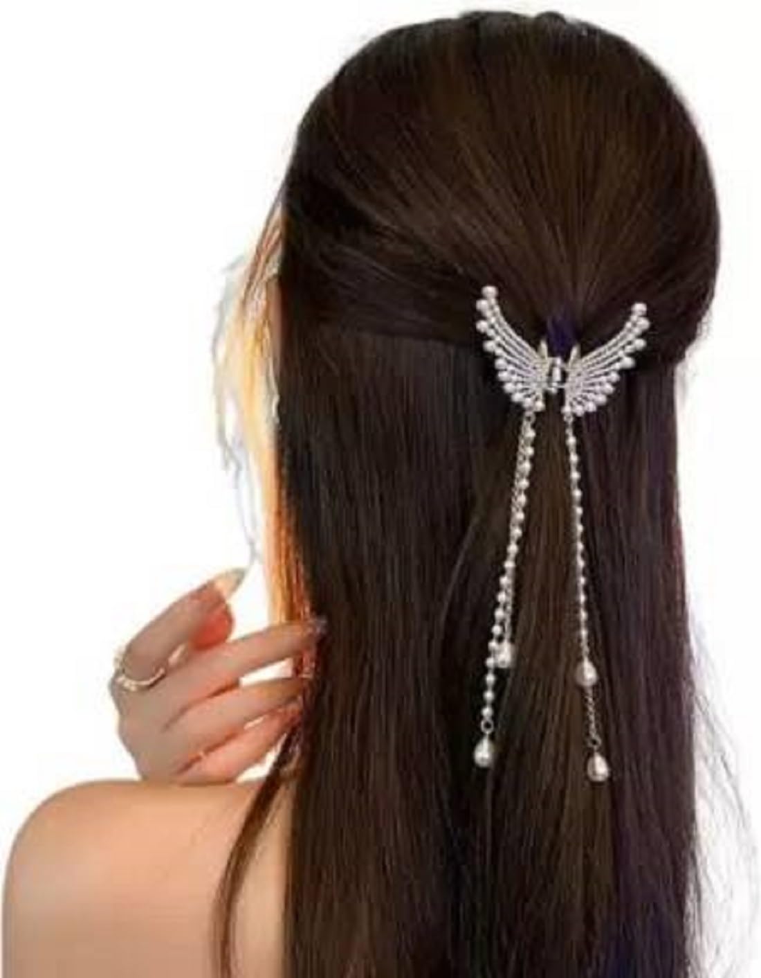 Abrish Stone Butterfly Clutcher | Wedding Bridal Barrette Jaw Clamp Hair Accessories | Pearl Designer Studded Rhinestone Hair Claw Clutcher | Wedding Bridal Women Accessories (B0CDLZZWZR) Amazon Price History, Amazon Price Tracker