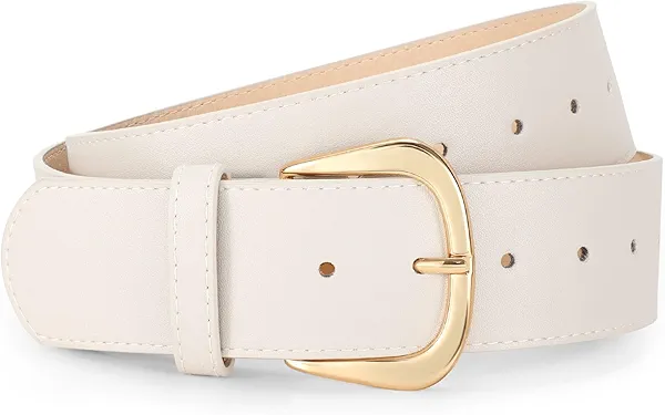 WERFORU Women Wide Leather Belt Women Fashion Wide Belt for Dresses Jeans Ladies Fashion Wide Belt with Gold Buckle