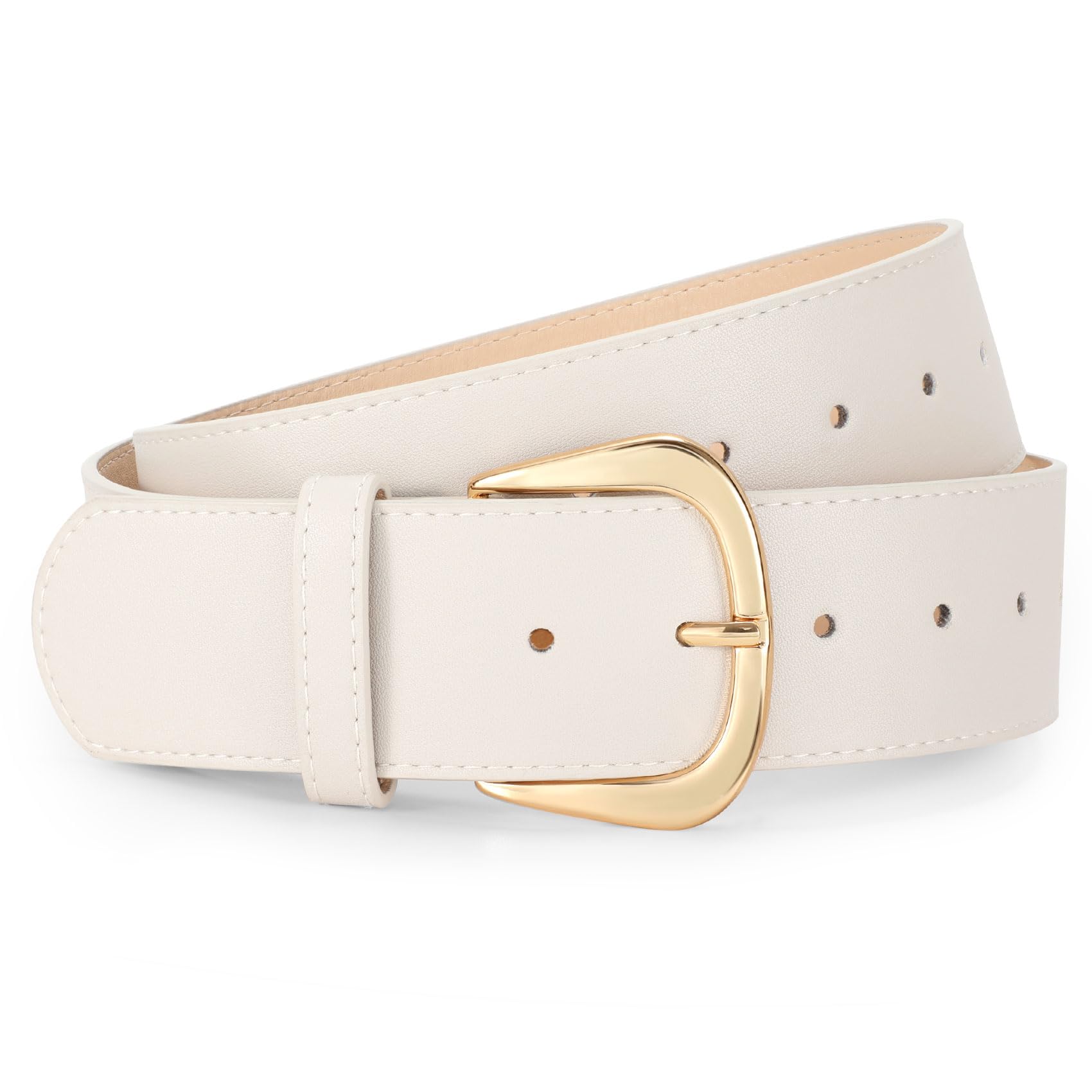 WERFORU Women Wide Leather Belt Women Fashion Wide Belt for Dresses Jeans Ladies Fashion Wide Belt with Gold