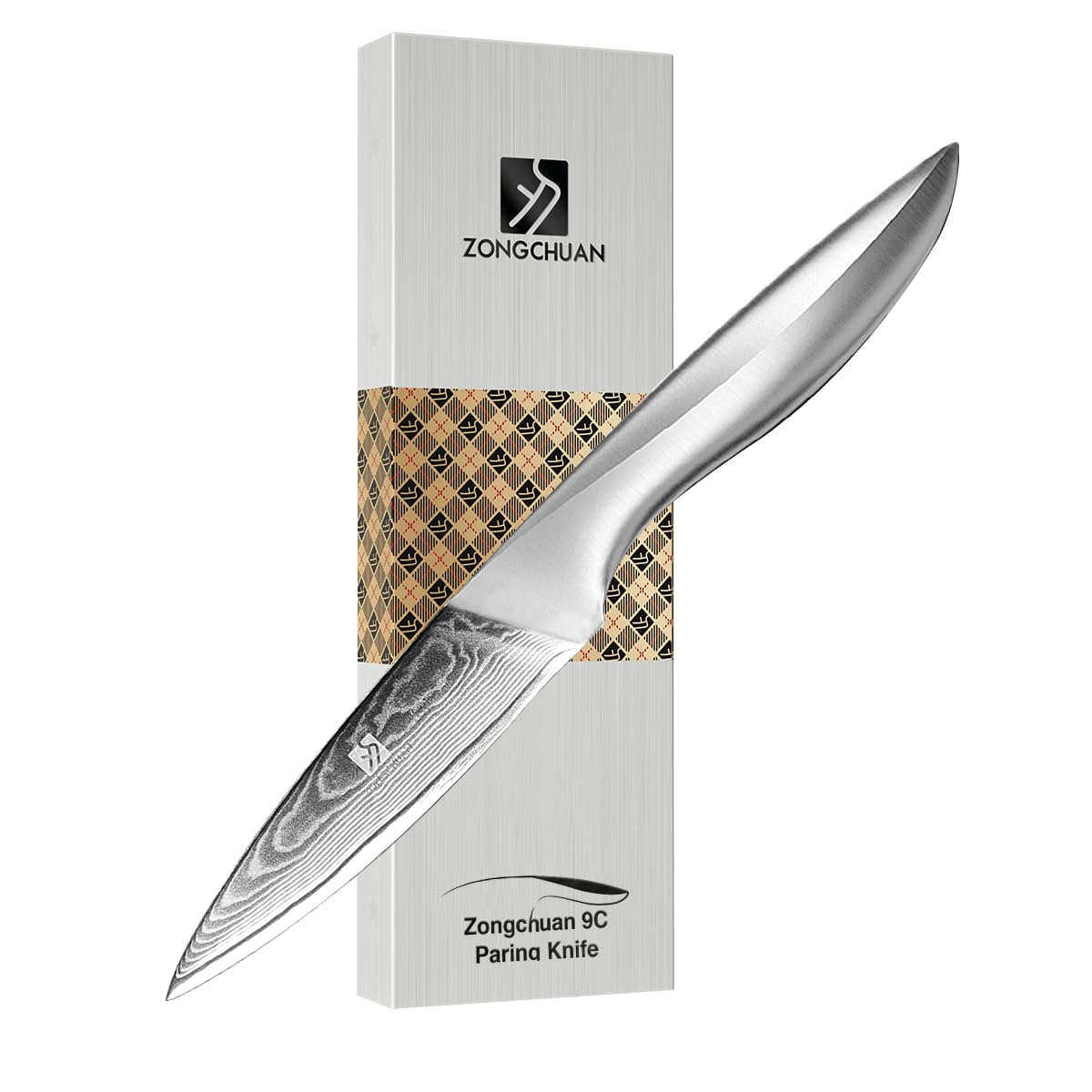 9C Damascus Steel Paring Knife, 3.5 Inch Small Kitchen Knife,Precision Cutting Kitchen Tool for Effortless Slicing,Peeling, and Trimming,9CR18MOV Stainless Steel Blade,Love's Gift Box