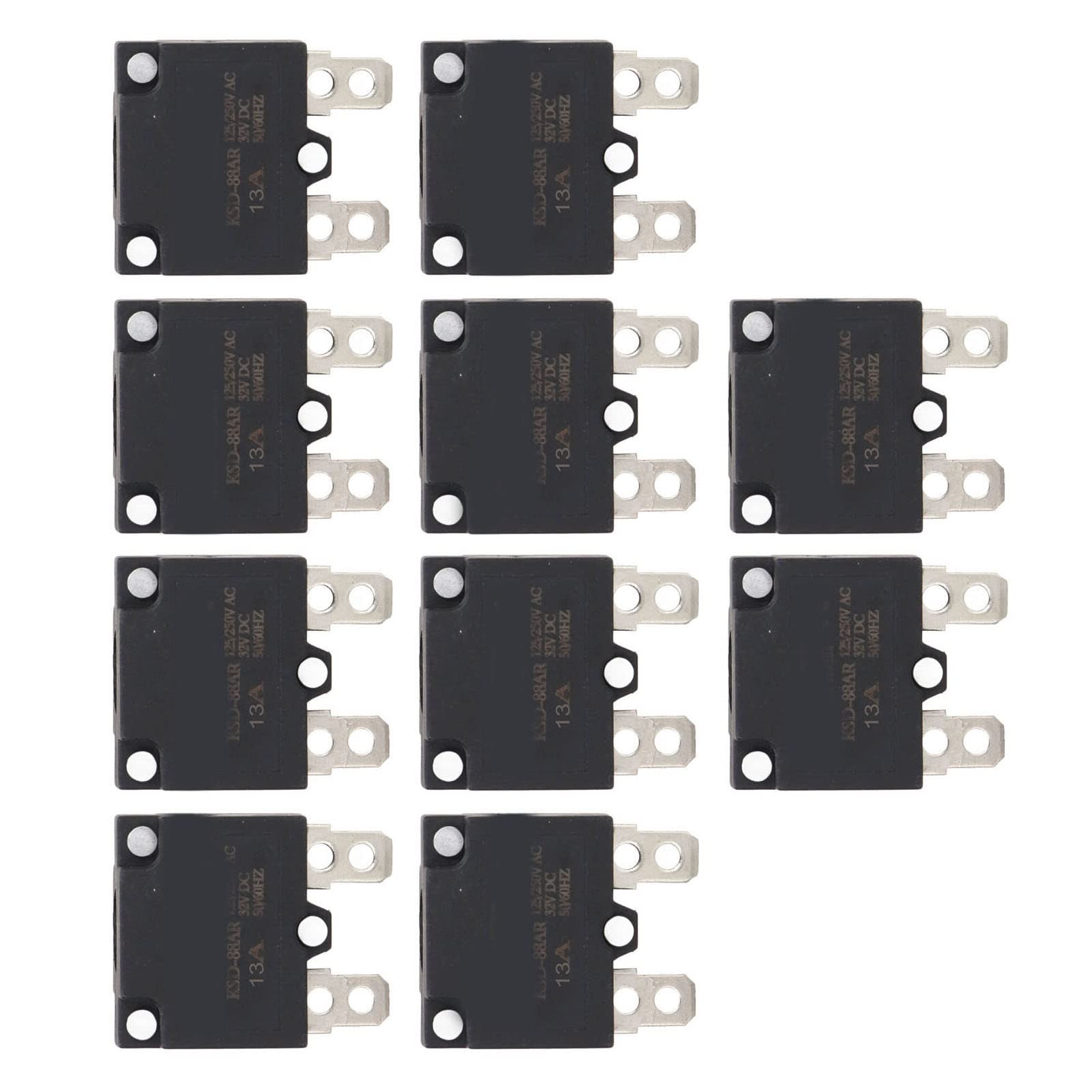 15A Auto Reset Overload Protector Circuit Breaker, 10pcs Thermal Circuit Breaker for Kids Ride On Toy Car Accessories, AC 125V, DC 32V, ABS Material, Children Toy Cars (13A)