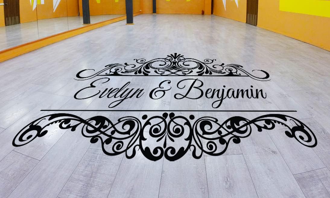 Wedding Floor Monogram Decals Many Colors Wedding Reception Decorations Monogram Dance Floor Party Decor Custom Name DIY Deco Wall Decals Decor Vinyl Sticker (w:37" h:22")