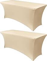 Vista 9 de Obstal Funda de mesa de elastano elástica de 4 pies para mesas plegables estándar, paquete de 2 manteles rectangulares universales ajustables