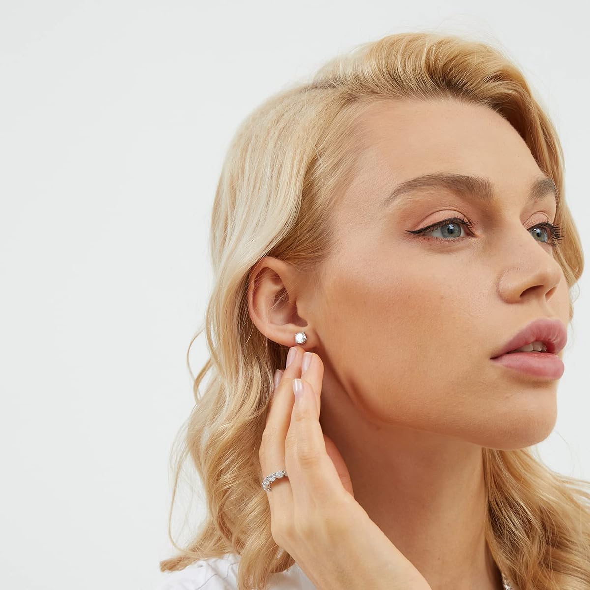 6 Pairs Stud Earrings Set,Hypoallergenic Cubic Zirconia 316L Earrings Stainless Steel CZ Earrings 3-8mm - Image 3