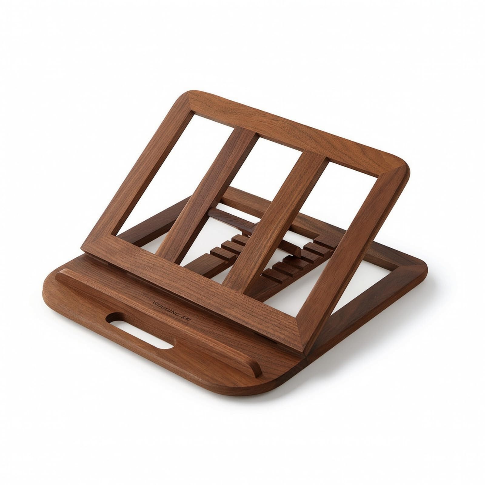 Soporte Portátil para Portátil Elevador Base Atril Soporte Ajustable de Madera de Pino con Ángulos Regulables y Bandeja Asa Ranurada Adecuado para, Soporte De Nogal 28x28x1.8cm
