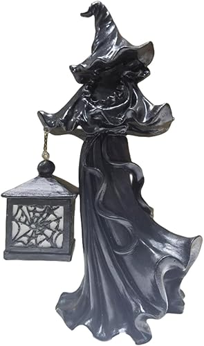 Miniatura 9 de Fantasma de barril de galleta con farol, mensajero del infierno con linterna, fantasma sin rostro de resina con linterna, estatua de fantasma,