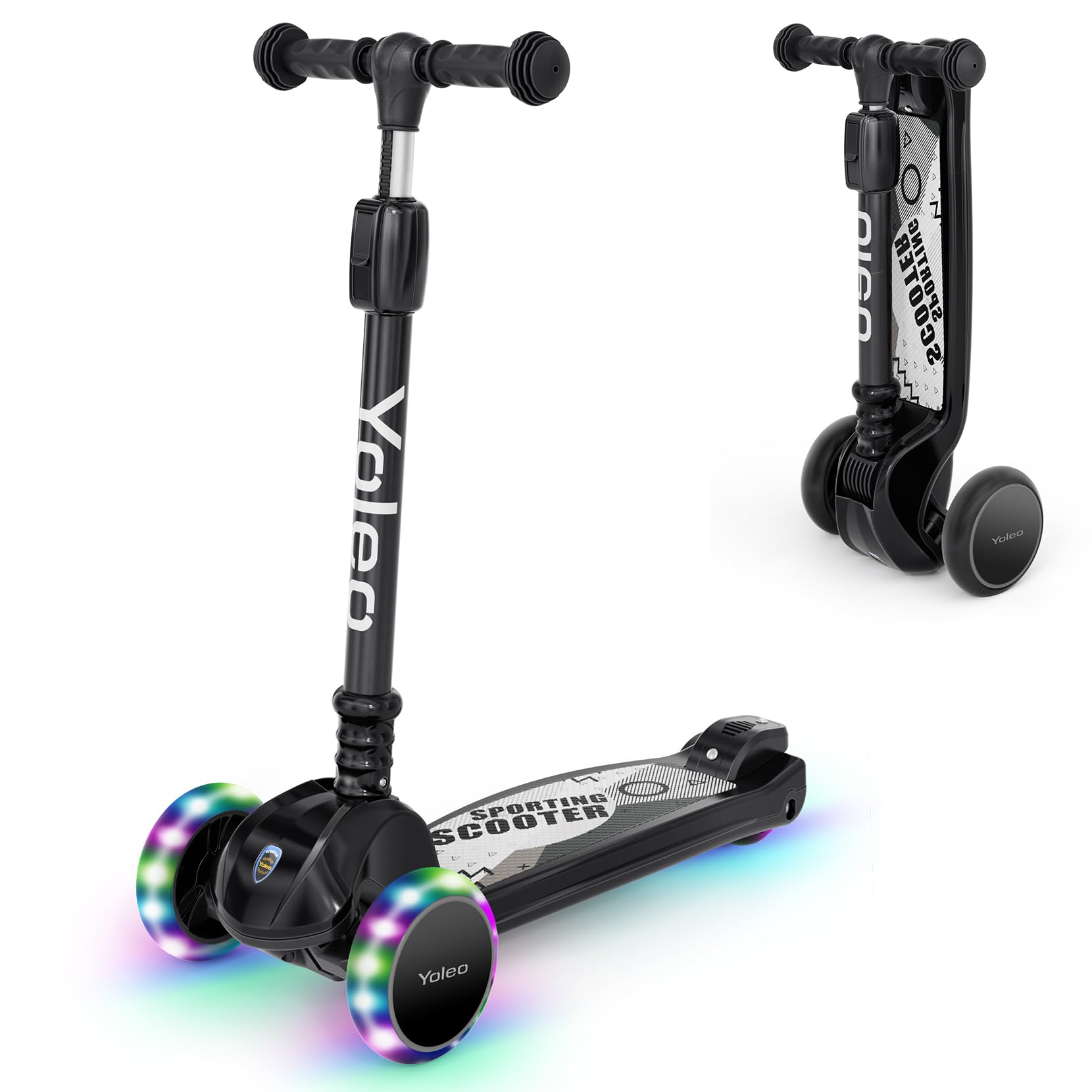 YOLEO Kinderoller Kinderscooter Dreiradscooter mit PU Räder, Reaktionsschnelle Bremsen,4 Höhenverstellbare, Faltbar Lenker, 50kg Belastbar, für Kleinkinder Jungen Mädchen, ab 3 Jahre