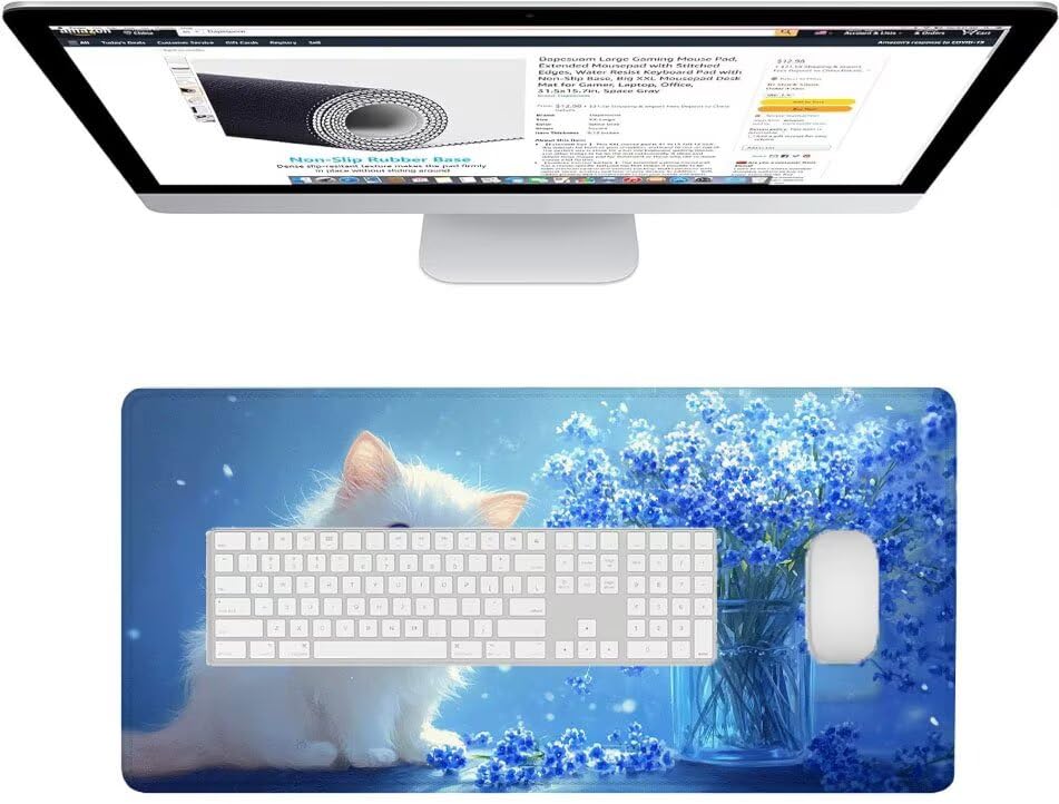Mousepad grande de 900x400x3mm con diseño de gato y florero D1-848 3