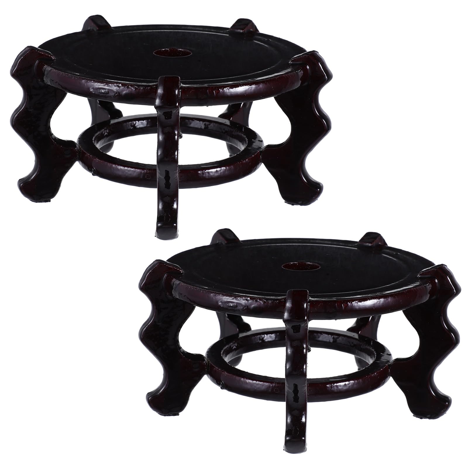 NOLITOY Soporte para Macetas de Madera Maciza Marrón, Base Redonda Resistente para Plantas Interiores, Estante Creativo de 2 Piezas Adecuado para Cualquier Rincón del Hogar