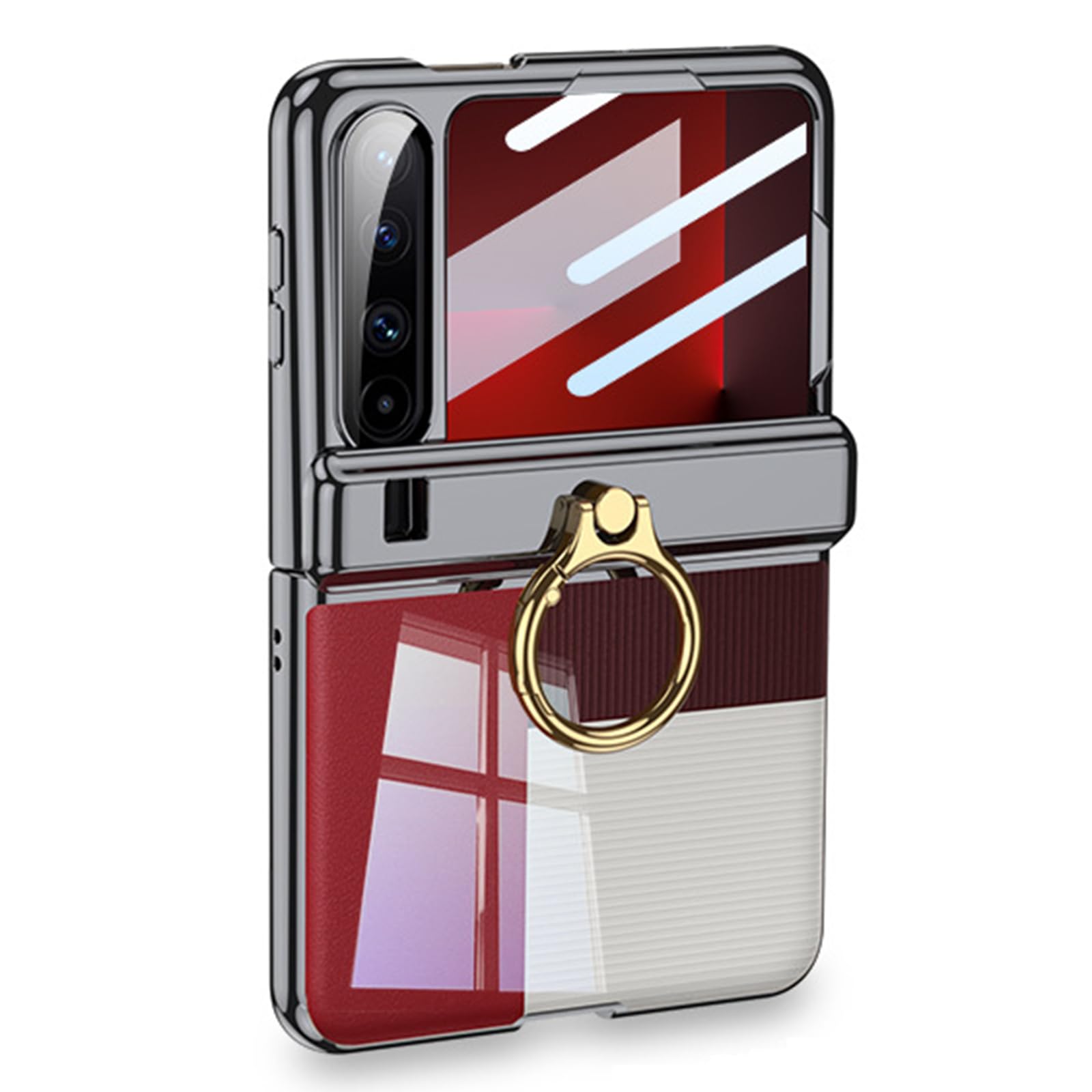 Enchapado Carcasa para Huawei Pura X, Ultrafina Transparente Funda con Soporte de Anillo Anti-caída Protección Estuche,Negro,Pura X