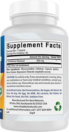 Miniatura 6 de Best Naturals L-Glutatión 250 mg 60 Cápsulas