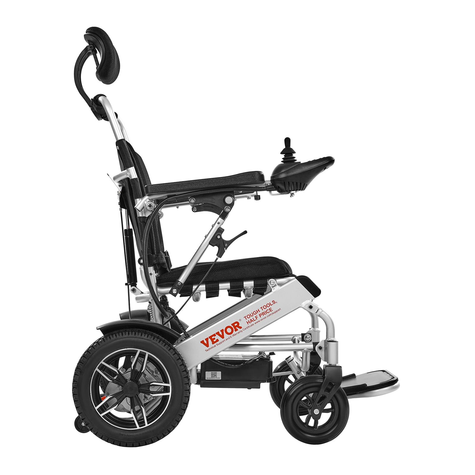VEVOR Silla de Ruedas Eléctrica para Adultos Capacidad de 136 kg Respaldo Ajustable Plegable Ligera Motorizada Autonomía de 21 km Asiento de 53 cm Todoterreno para Personas Mayores, Discapacitadas
