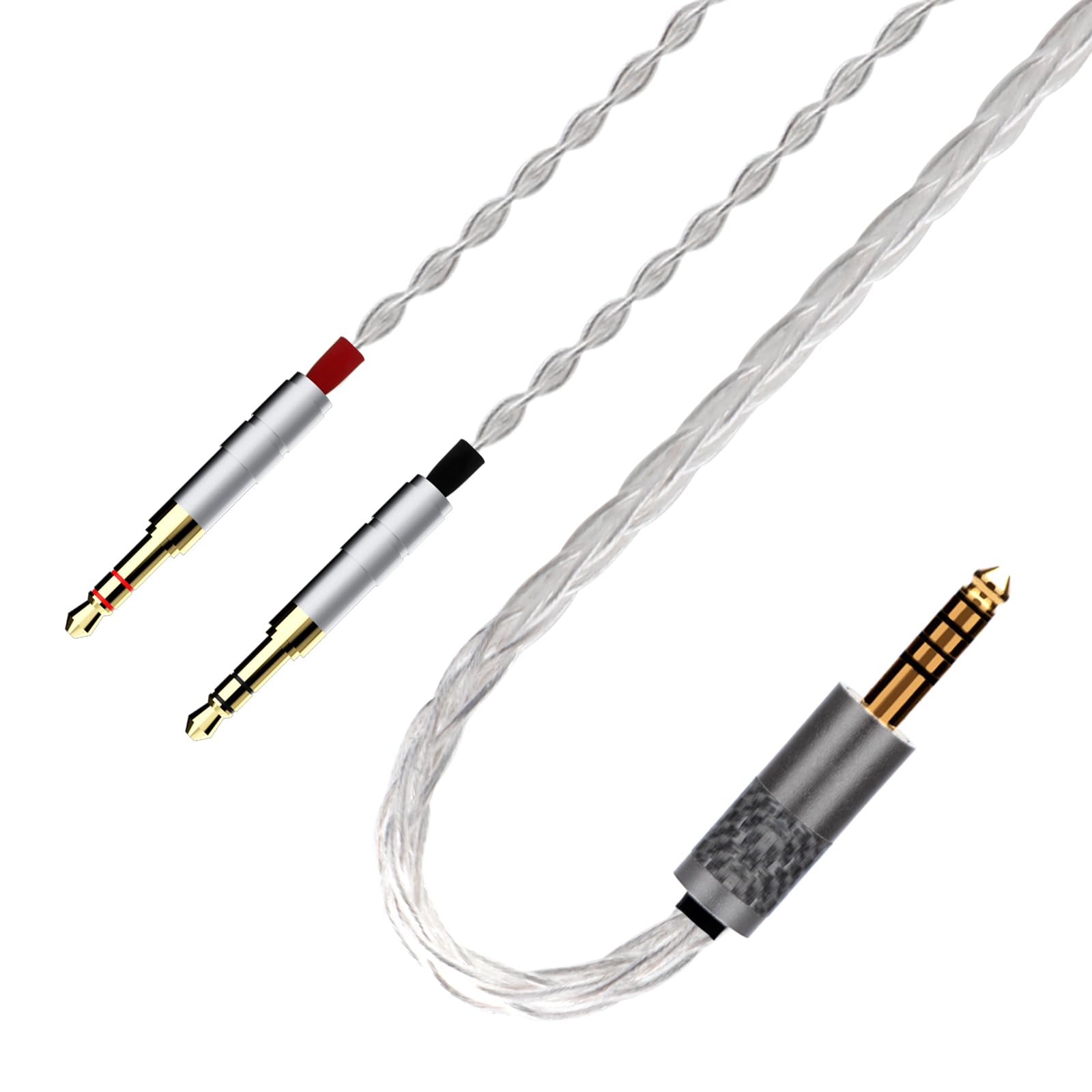 Monosaudio Câble de mise à niveau pour casque HiFi haut de gamme - 4,4 mm mâle vers double 3,5 mm - Isolation PTFE - Câble de rechange de 1,5 m avec 16 fils OCC - Conducteur en cuivre OCC - Pour HE4XX