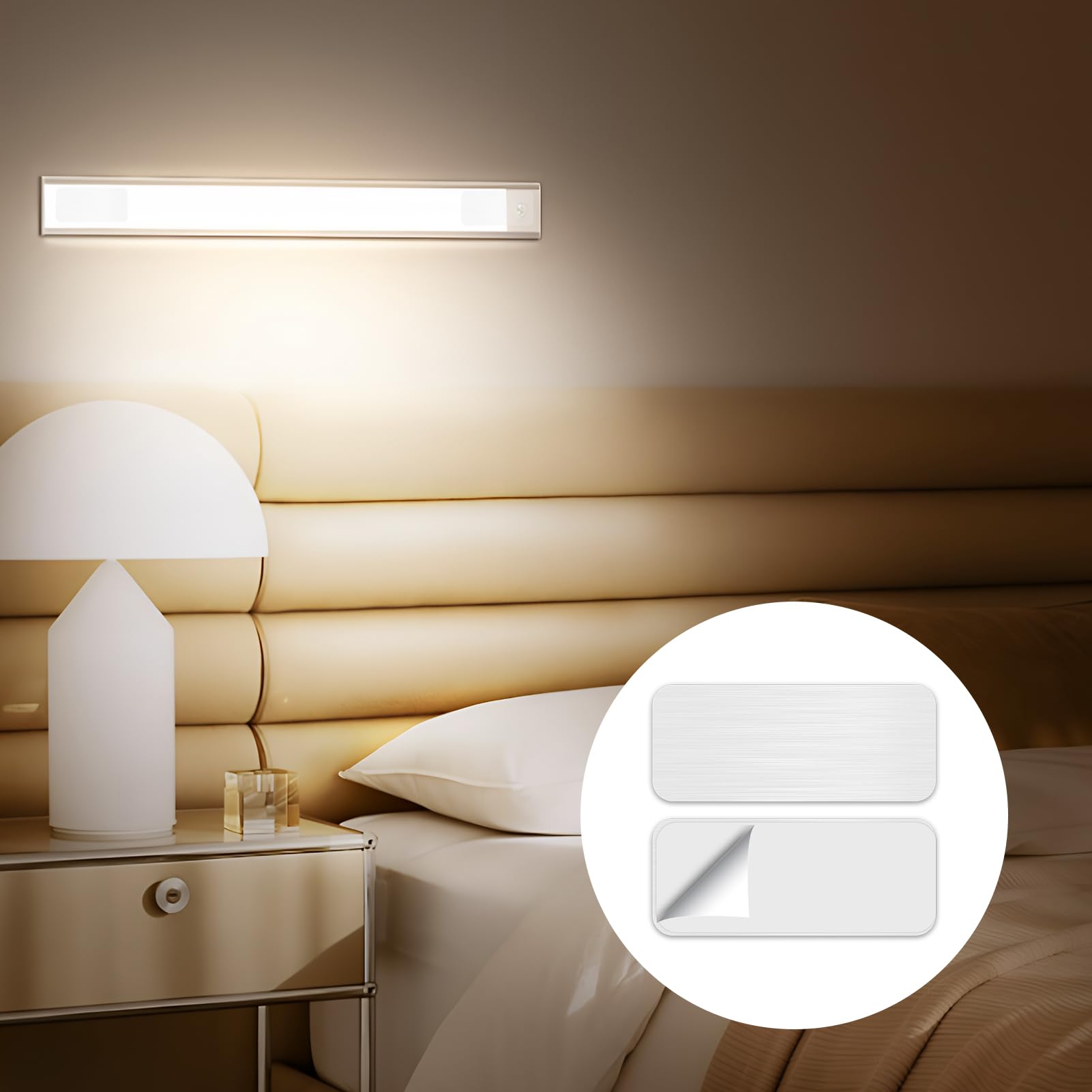 12 Pcs Under Cabinet Light Metal Adhesive Strips, Iron Plate Sticky Sheets for Magnetic LED Lighting Mounting Closet Kitchen Wardrobe Counter Cabinet Use (Non Magnetic 6x3cm/2.36x1.18in) — Amazon image 5