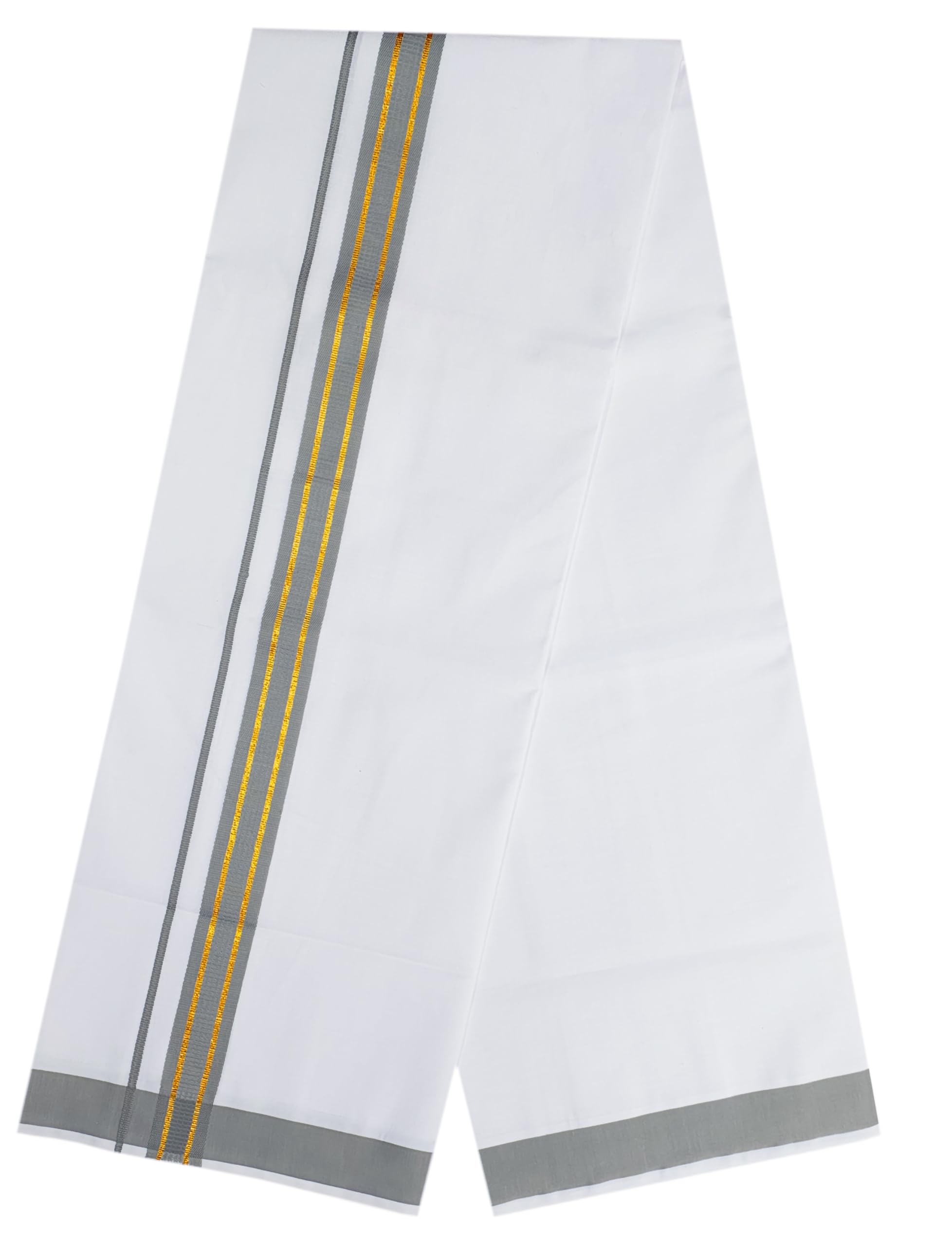 yettalan Mens Fancy Border Cotton Dhoti 2.00 Meters Pure White Mundu/Vesti-picture-13