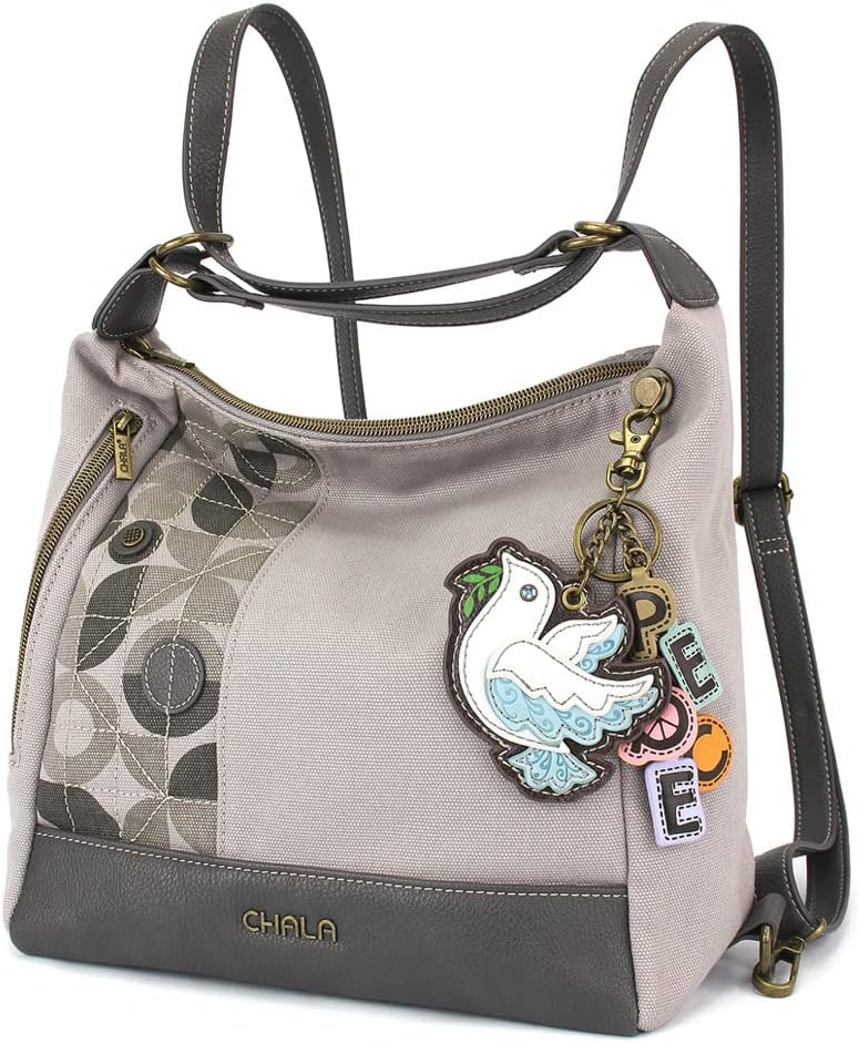 CHALA Retro Convertible Purse - Charming Charms Dove+PEACE - Gray