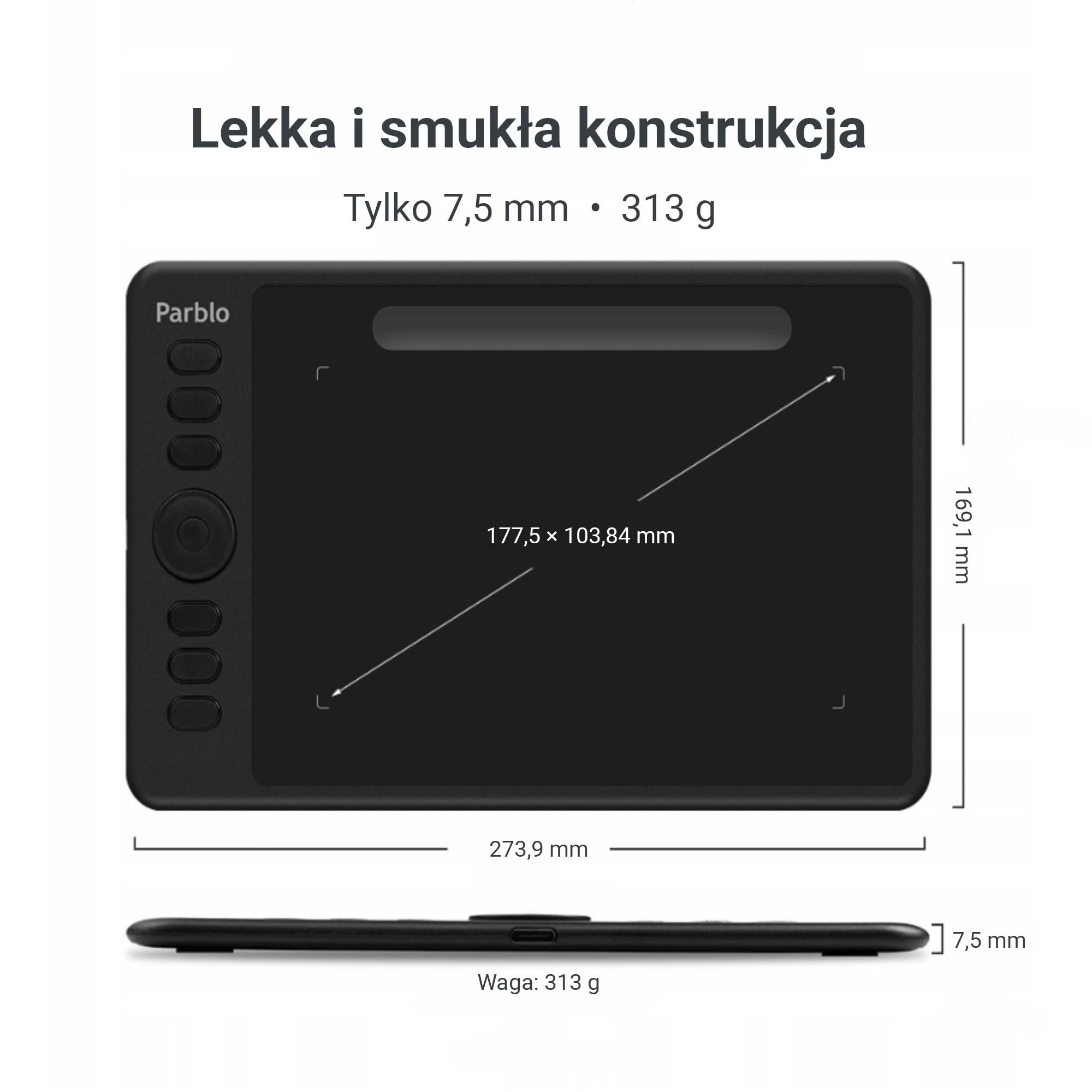 Intangbo S Purple - tableta gráfica de 6 × 4 pulgadas para dibujo, lápiz sin batería con niveles de presión 8192, soporte de inclinación, USB-C, compatible con Windows/Mac/Android