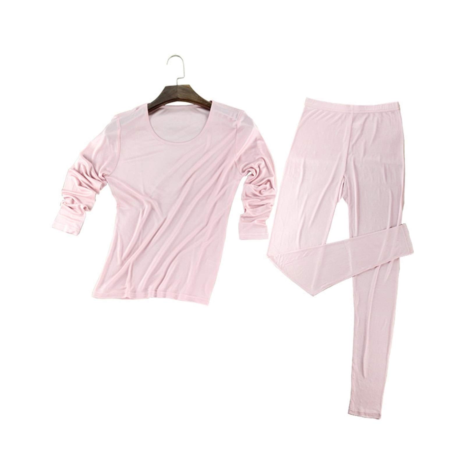 Womens Zijde Wol Thermiek Set Sexy V-hals Warm Lange Mouwen Tops Lange Onderbroek Broek Thermisch Ondergoed Sets For Vrouwen (Color : Camel, Size : M/Medium