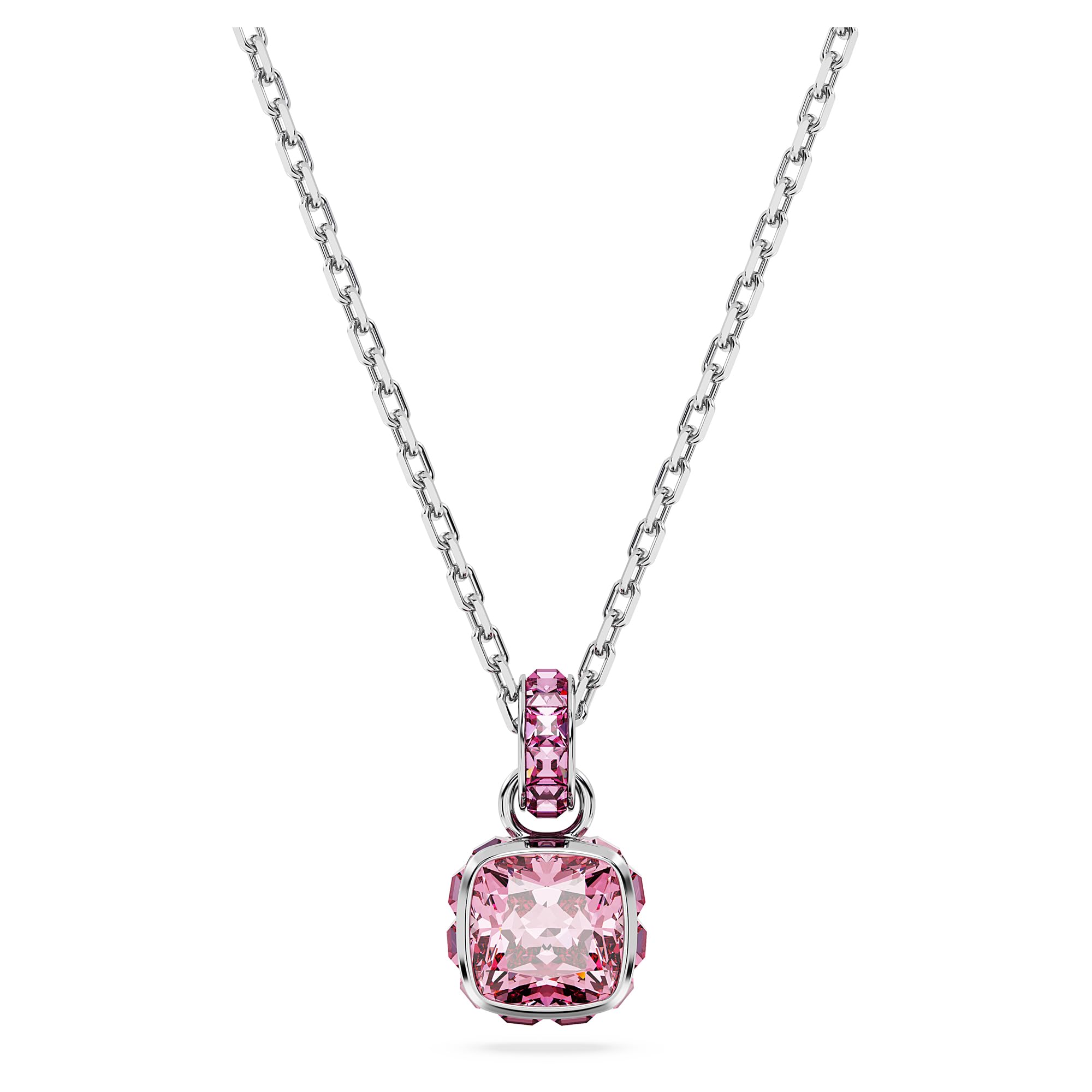 Swarovski Birthstone Stud Earring Collection, Square-Cut Stone and Crystals, Rhodium Finish