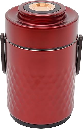 Miniatura 7 de Contenedores de almuerzo aislados, 67 onzas, 3 niveles, de acero inoxidable, térmica, alimentos sellados con asa, calentador de alimentos portátil