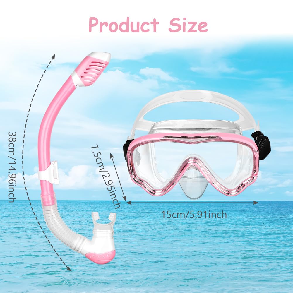 Set da Snorkeling con Boccaglio e Occhiali da Immersione， Anti-Fog Diving Mask, Diving Mask with Large Lenses, per Snorkeling, Diving, Apnea, Nuoto, Unisex