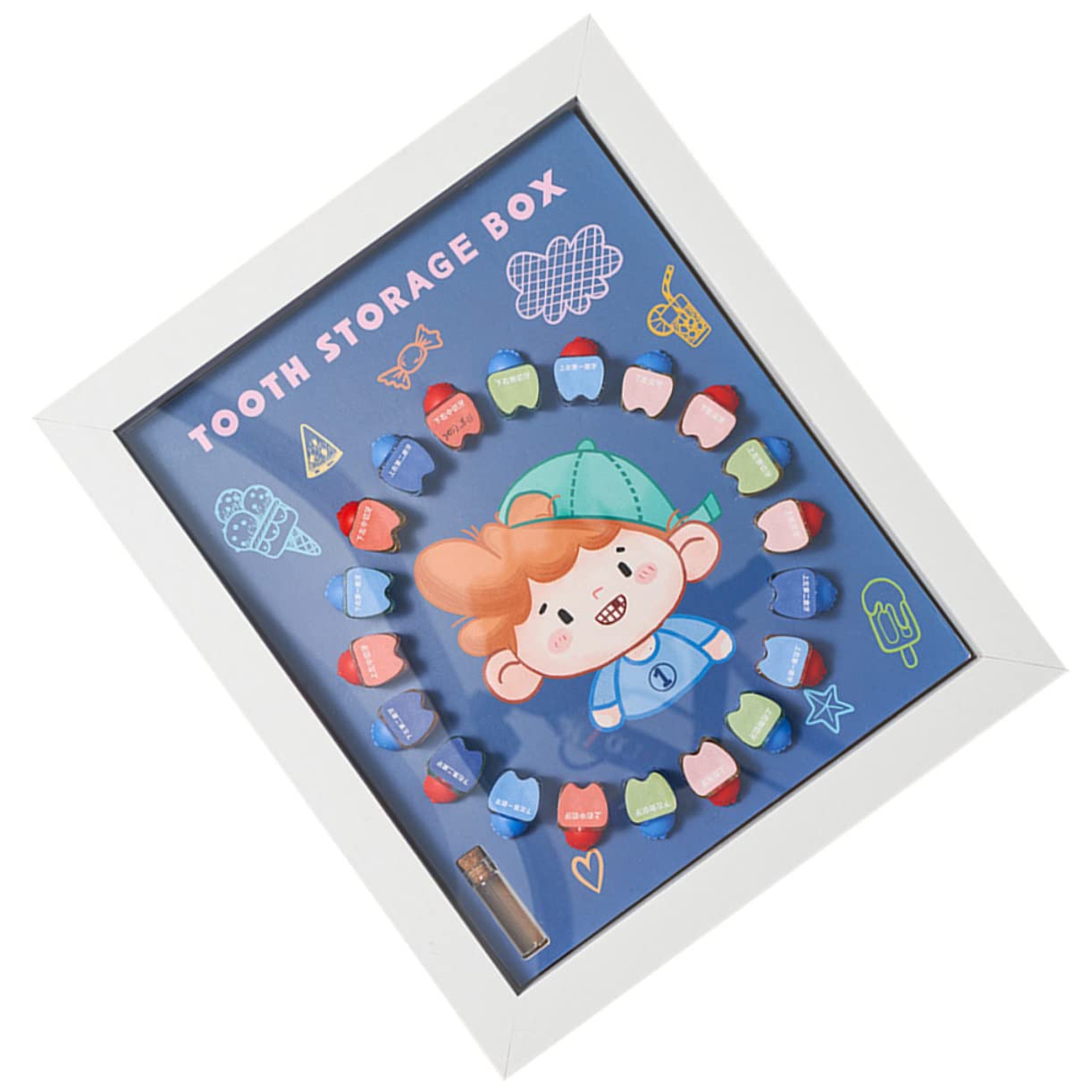 KOMBIUDA Caja de Cristal para Guardar de Bebé Contenedor para de Marco de Fotos para Recuerdo del Hada de Los Caja para El Primer Diente de Los Navidad Cumpleaños Y Año Nuevo