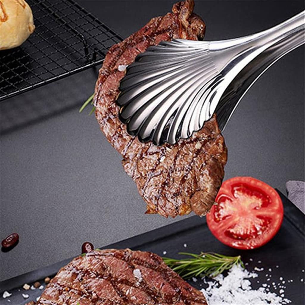 MRKU 2 Pinzas para Servir con Forma de Concha de Acero Inoxidable para cocinar Pan y Barbacoa.