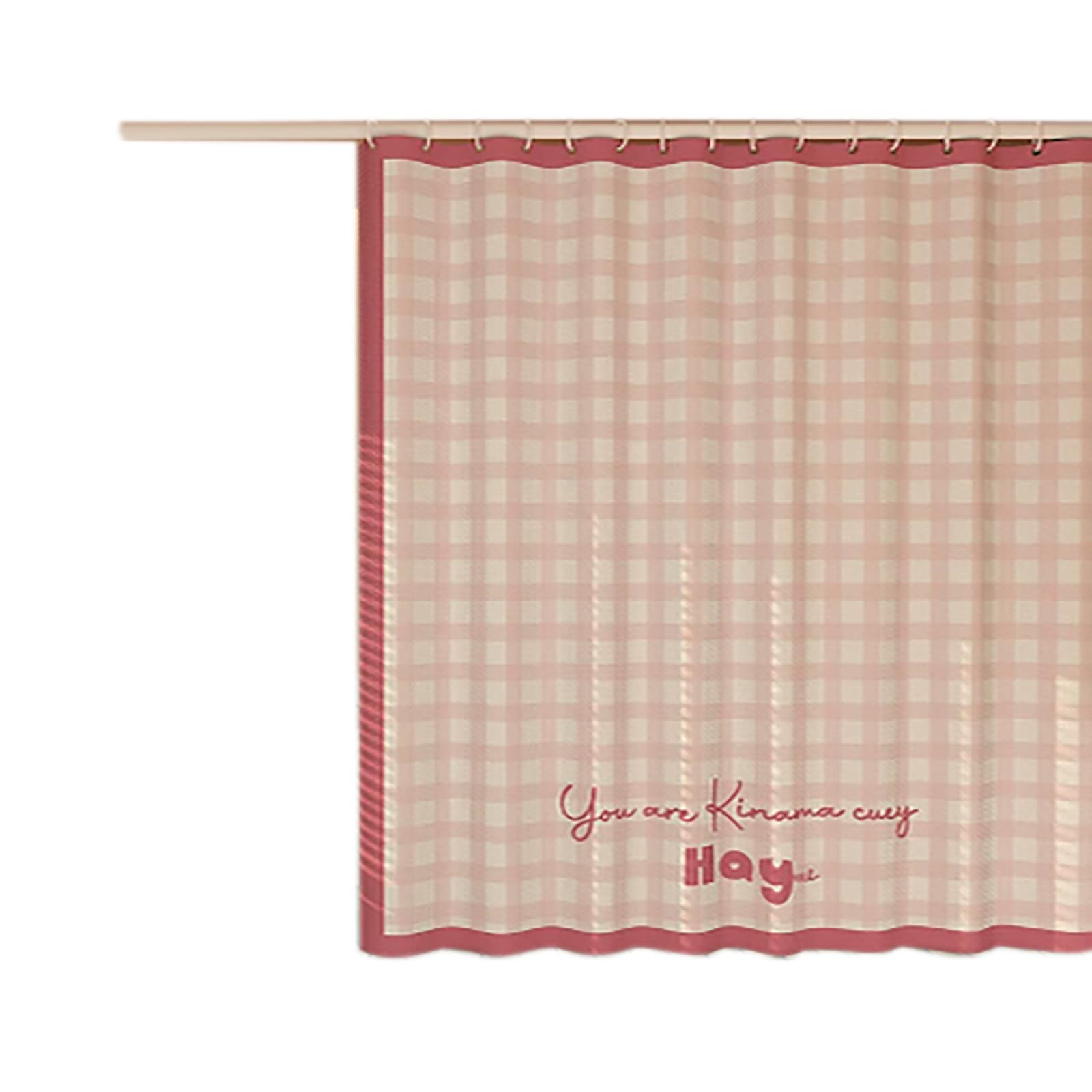 Générique Rideau de Douche en Polyester à Carreaux de Couleur Claire, imperméable et Opaque, avec Impression de Texte Manuscrit décontracté