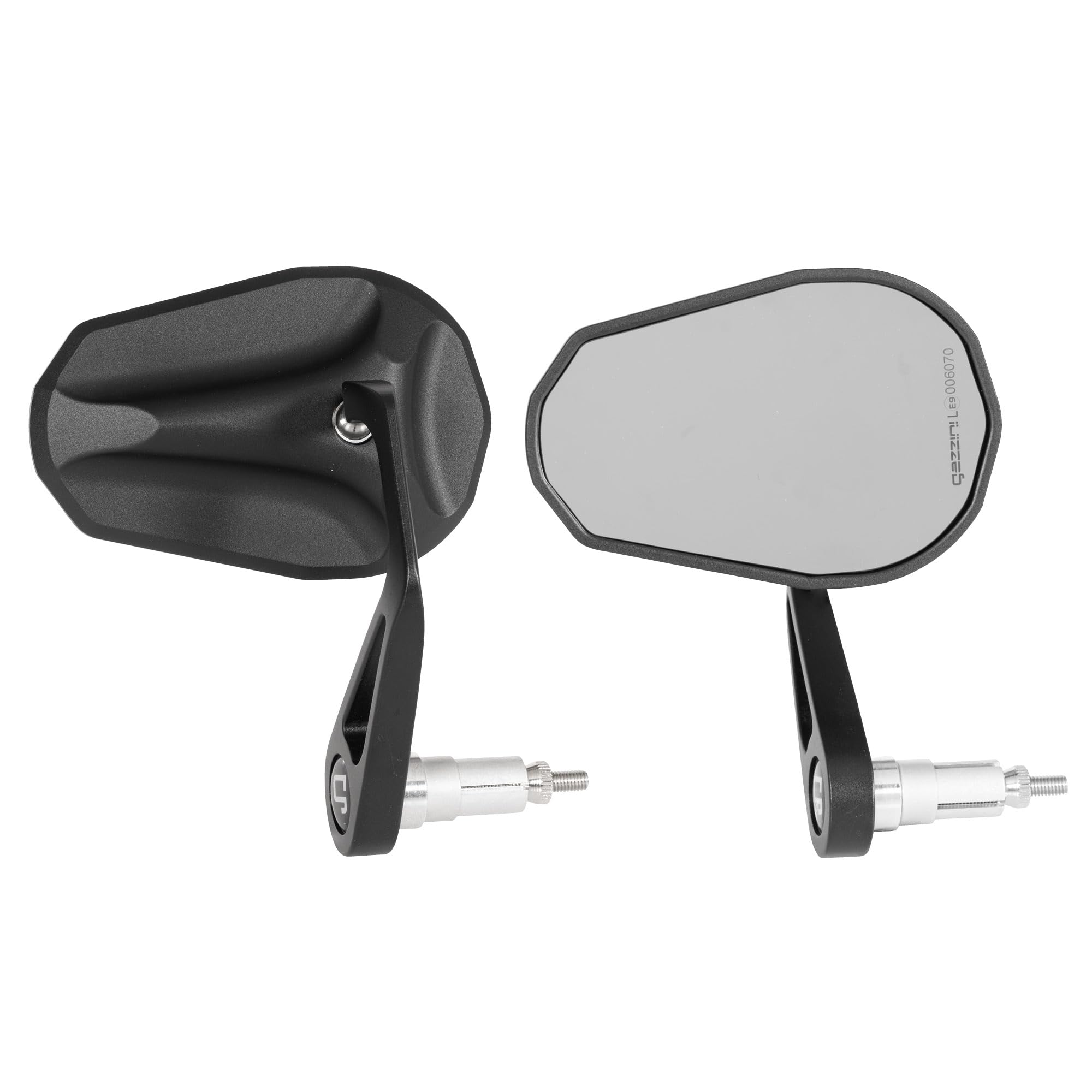 gazzini Lenkerendenspiegel Napoli, Motorrad Spiegel Links oder Rechts, Lenkerendenspiegel E Geprüft, Universalspiegel Schwarz, Spiegel Motorrad Aluminium, 1 Stück