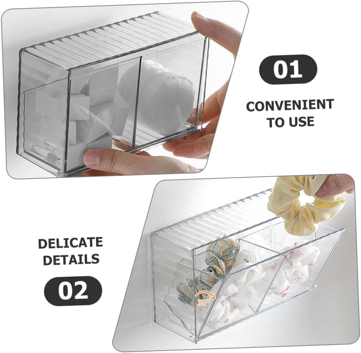 ABOOFAN Wall Mounted Cotton Swab Storage Organizer Versatile Dispenser for Bathroom Office Transparent Design for Cotton Pads Hair Ties Clips and Accessories image 3