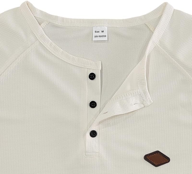 Men's Warm Waffle Top - 1/4 Button Round Neck Solid Color Casual Sweatshirt for Daily Vacation Wear - Image 4