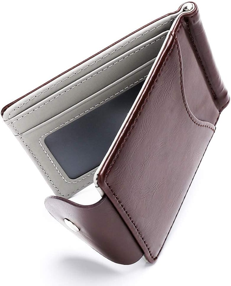 YOMYMMen's Wallet, Men's Wallets Minimalist Man Card Holder, Money Clip, Double Fold Slim Genuine Purse (Brown)