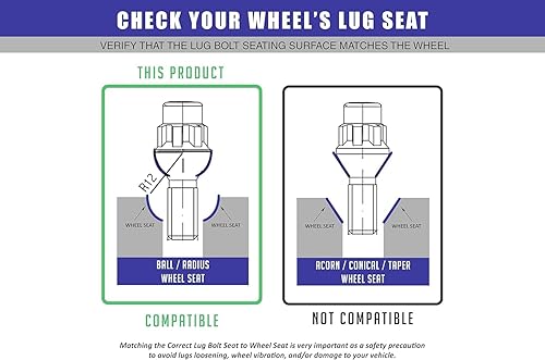Miniatura 3 de Wheel Accessories Parts 4 cerraduras + llave M14 x 1.25 rosca Bellota para asiento con cerradura de perno de asiento con acabado cromado, longitud