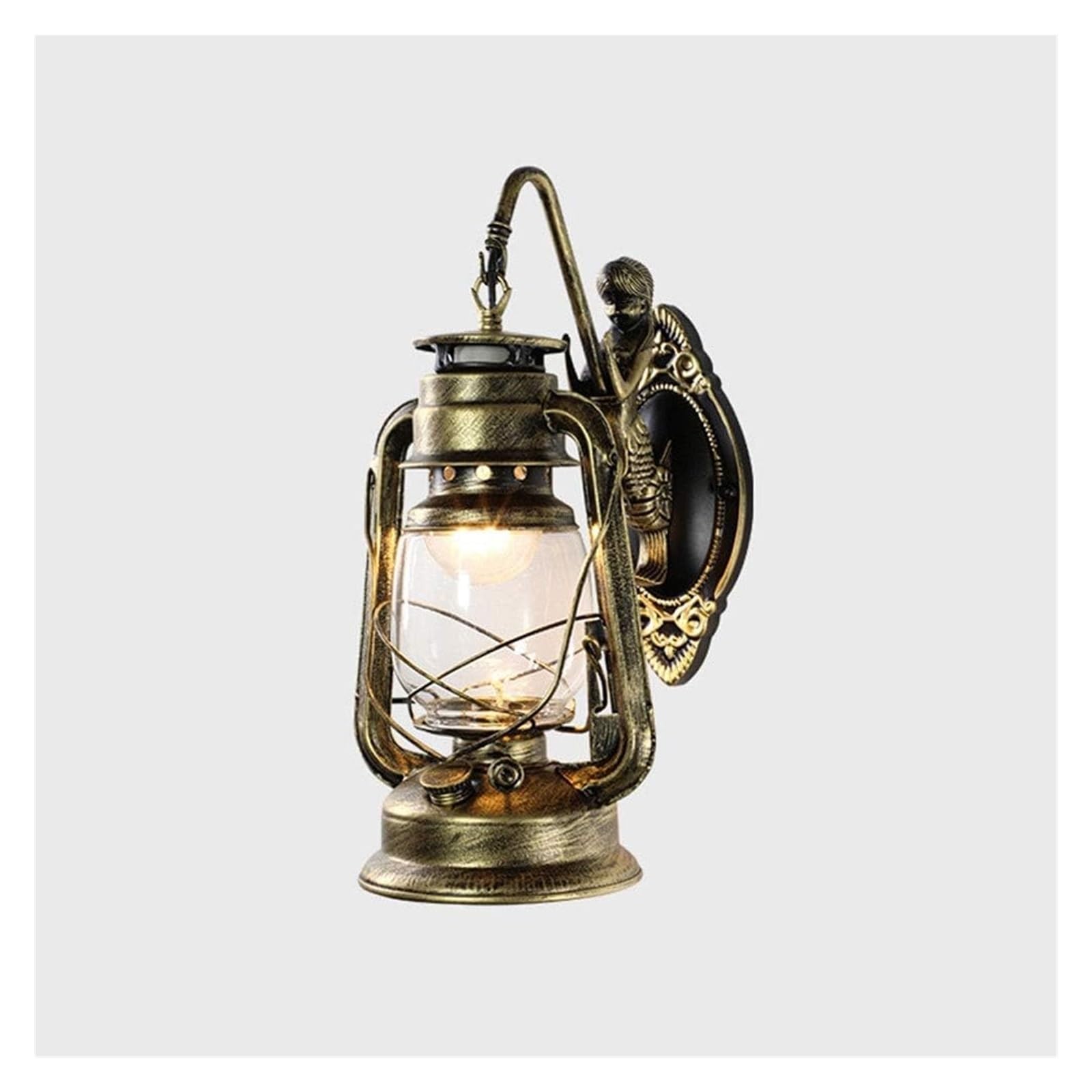 ZTCHSENZT V-intage Glass Wall Sconce Lamp Rustic Copper Wall Light, Retro Wall Lamps Compatible with Restaurant Bar Bedroom Bedside Corridor Living Room Chandelier,Green Bronze