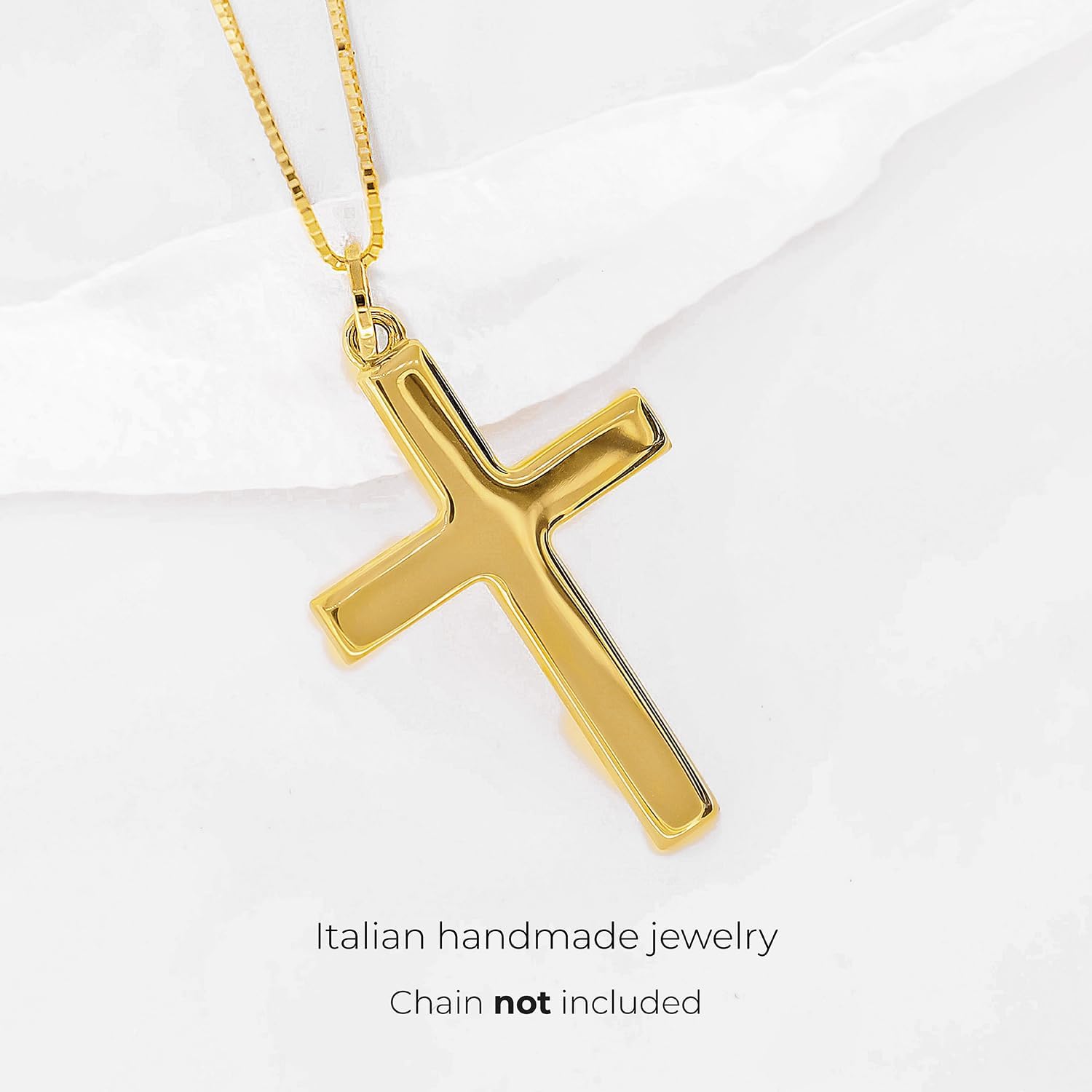 forme di Lucchetta - High Polished 14k Gold Italian Christian Catholic Cross Pendant Charm for Necklaces, Suitable for Daily Wear
