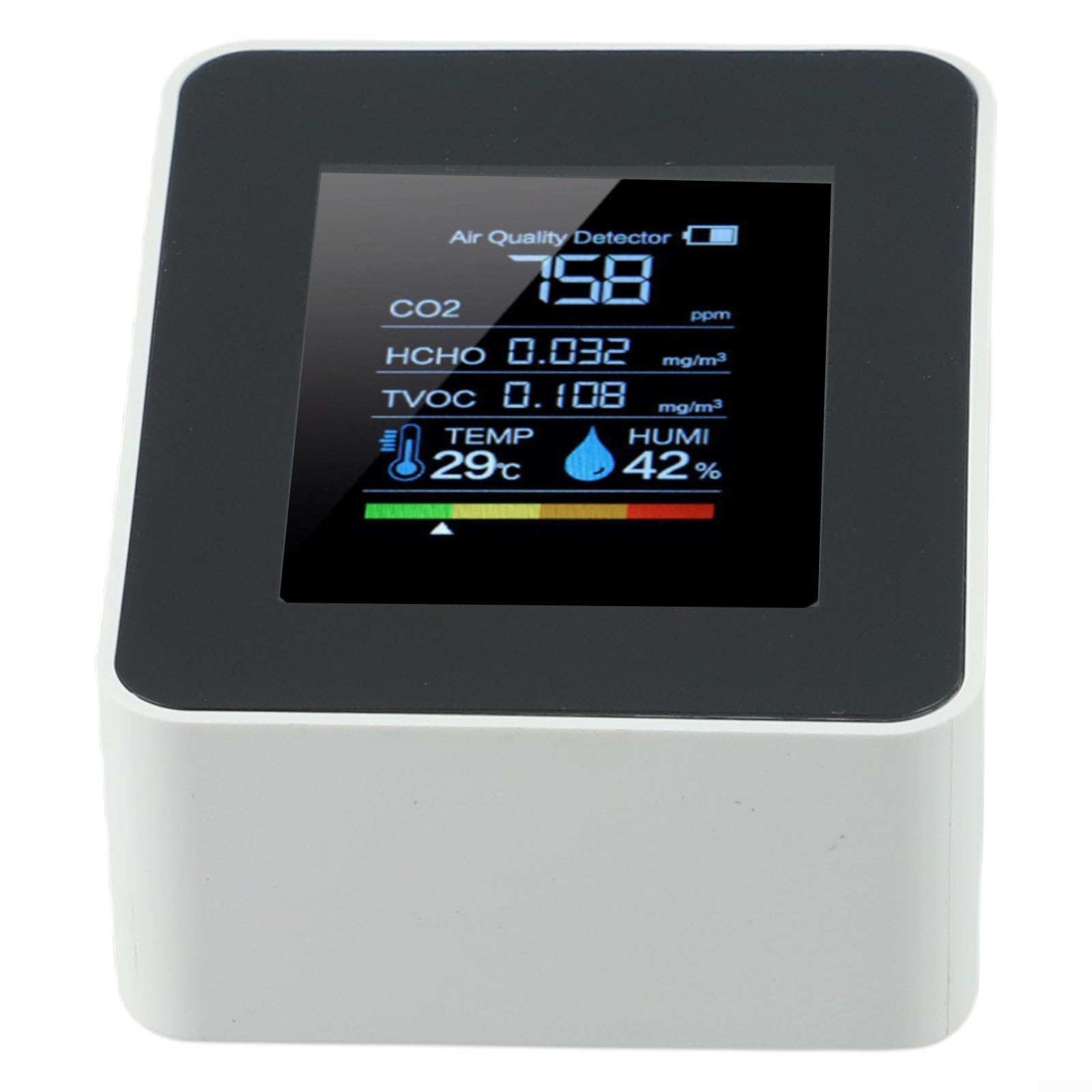 Rilevatore di qualità dell'aria,Rilevatore di anidride carbonica,Rilevatore di monitoraggio della qualità dell'aria 5 in 1,Tester digitale TVOC HCHO Monitor temperatura umidità per casa