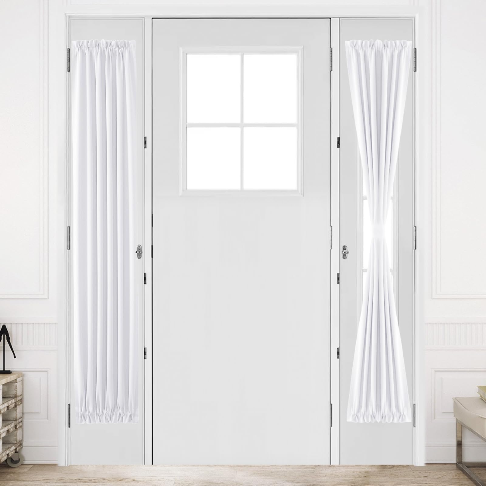 DWCN Rideau occultant thermique avec passe-tringle pour fenêtre, porte de terrasse, salle de classe, cuisine, pour intimité, 1 panneau avec embrasse, 30,5 x 183 cm, blanc pur