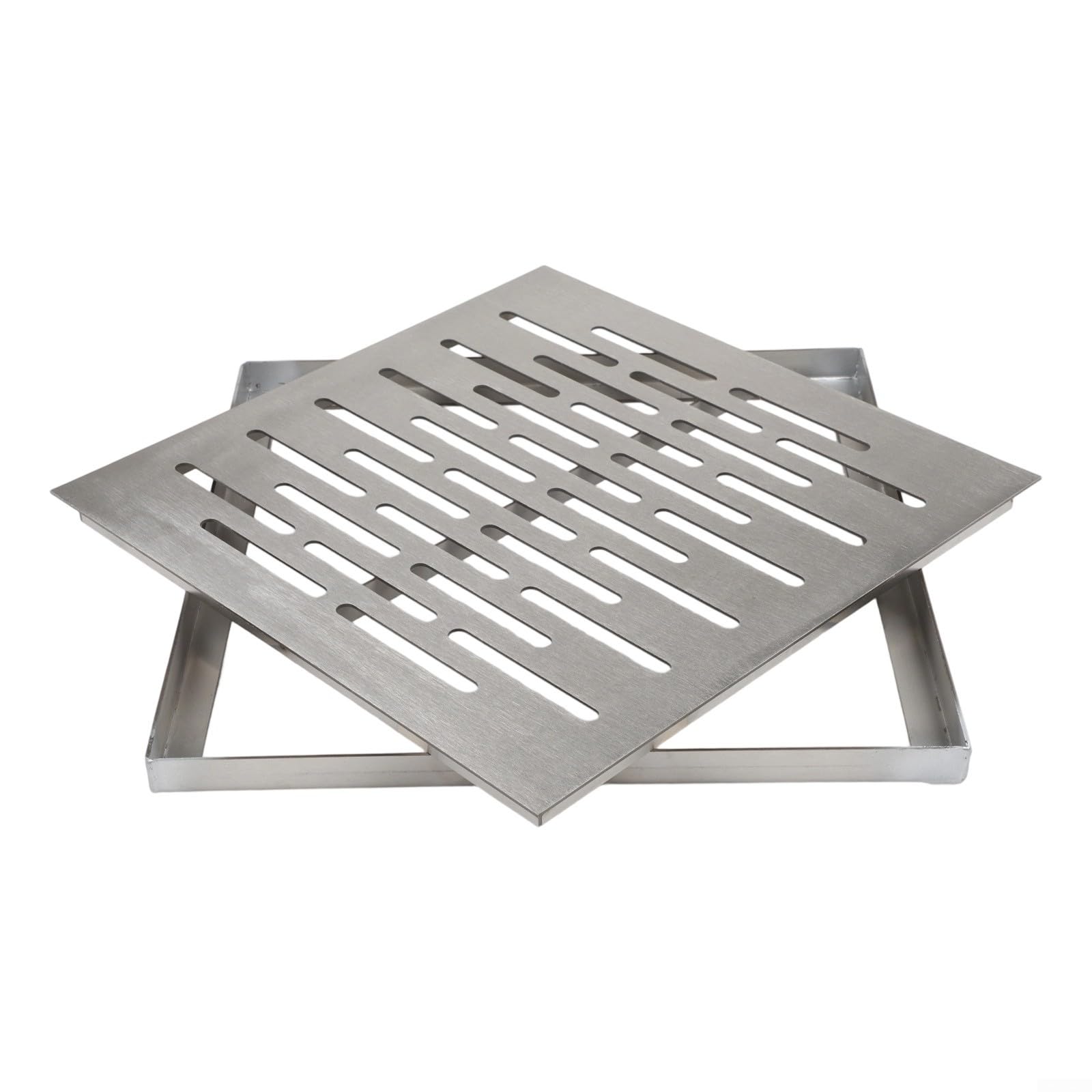 Couvercle de vidange robuste en acier inoxydable avec antidérapant brossé et drainage rapide multi-trous, conçu pour une résistance durable à la rouille et une capacité de charge (300 x 300 x 20 mm)