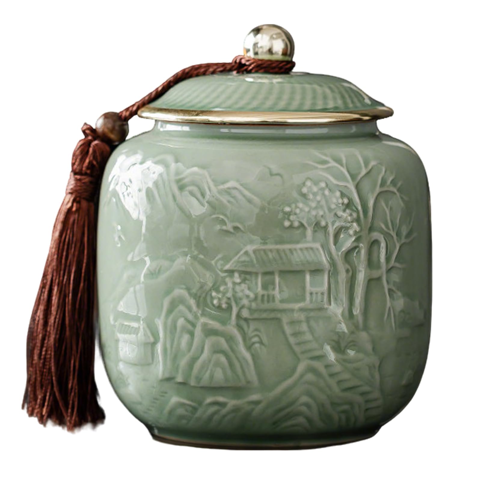 UpGBRF Tea Canister Ceramic Jar with Lid 30Oz Coffee Canister 900ML Kitchen Container Decorative Jar for Countertop Coffee Accessories Tea,I
