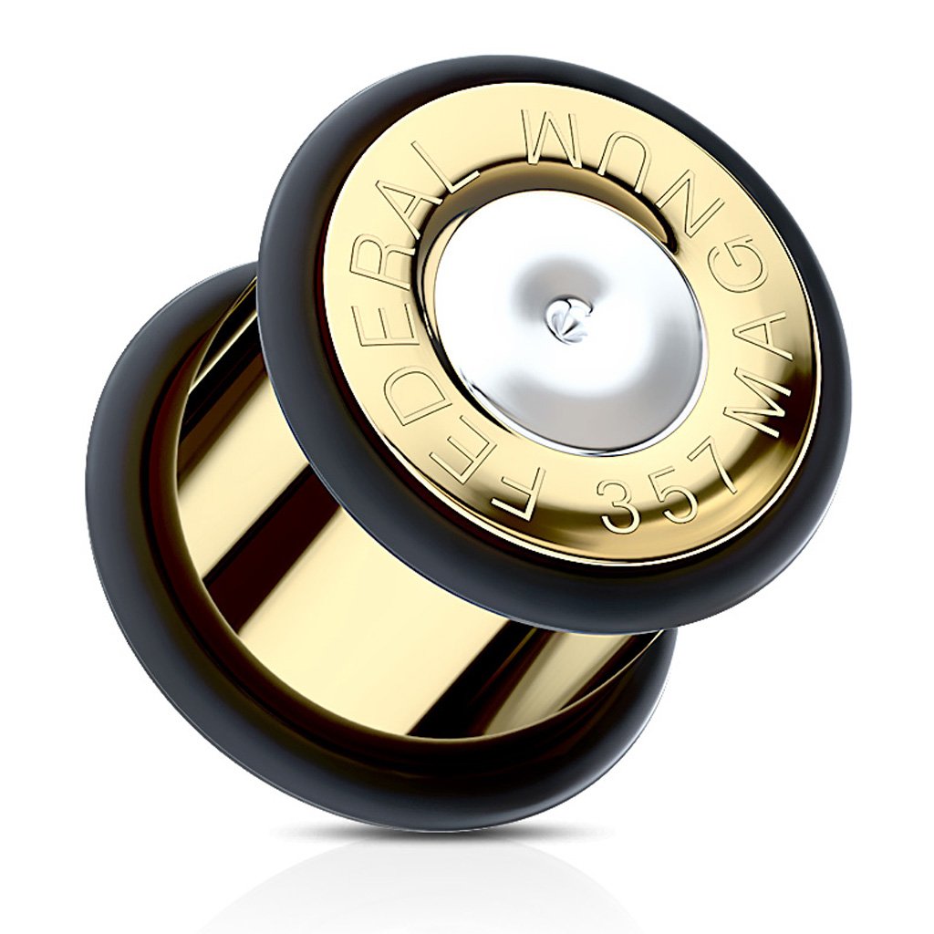 Flesh Tunnel Plug Edelstahl Ohr Piercing Fake Patrone Kugel Ohrstecker Munition
