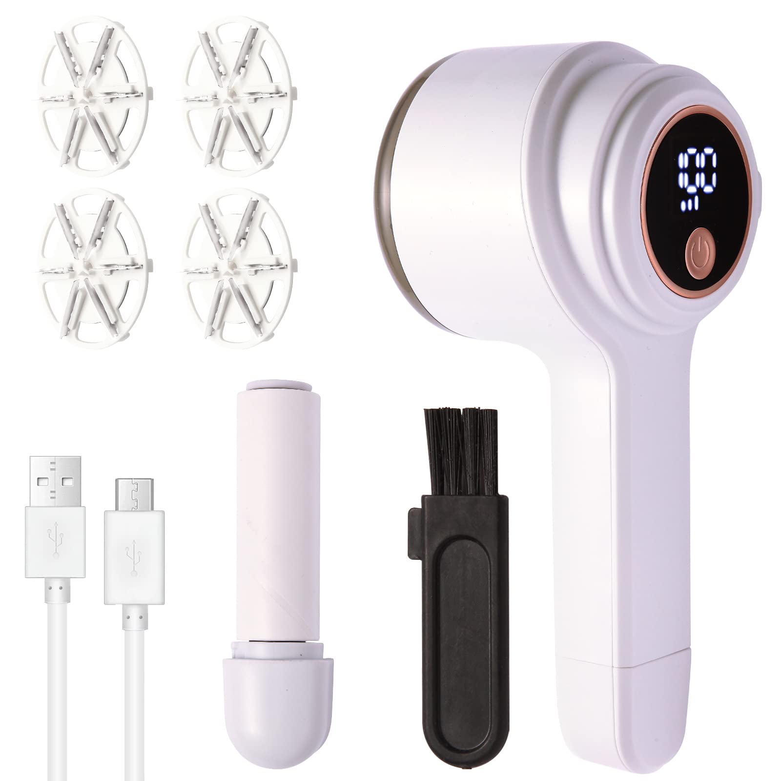 Fabric Shaver,Lint Shaver,Electric Sweater Shaver Rechargeable with 3-Speed,6-Leaf Blades,and Lint Roller,Big Storage,Lint Remover for Clothes,Furniture,Sweaters,Couch,and Blanket