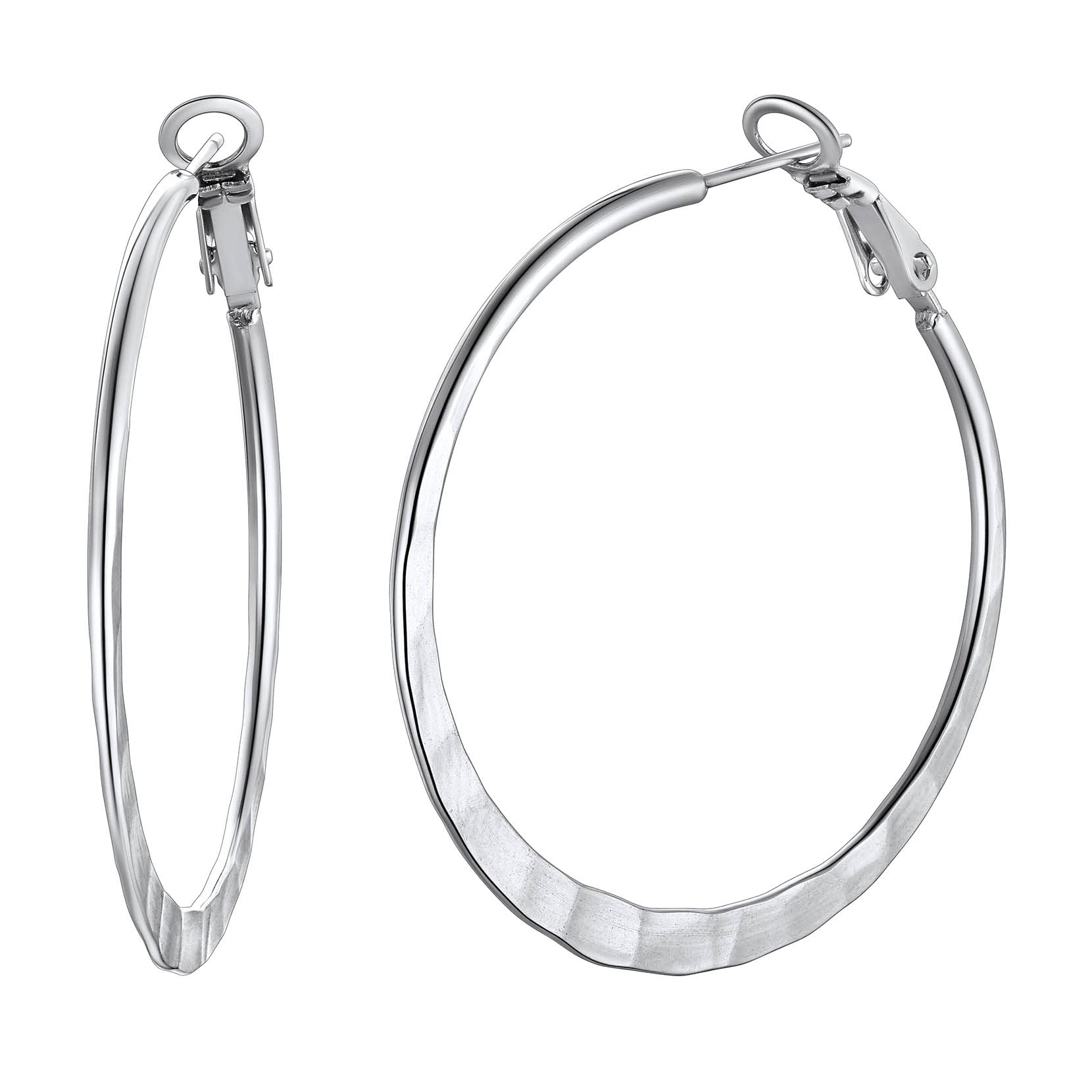 Richsteel2 Pcs Pendientes Aros 30mm 40mm 60mm 80mm Diámetro, Pendientes de Cartilagos Planos Acero Inoxidable