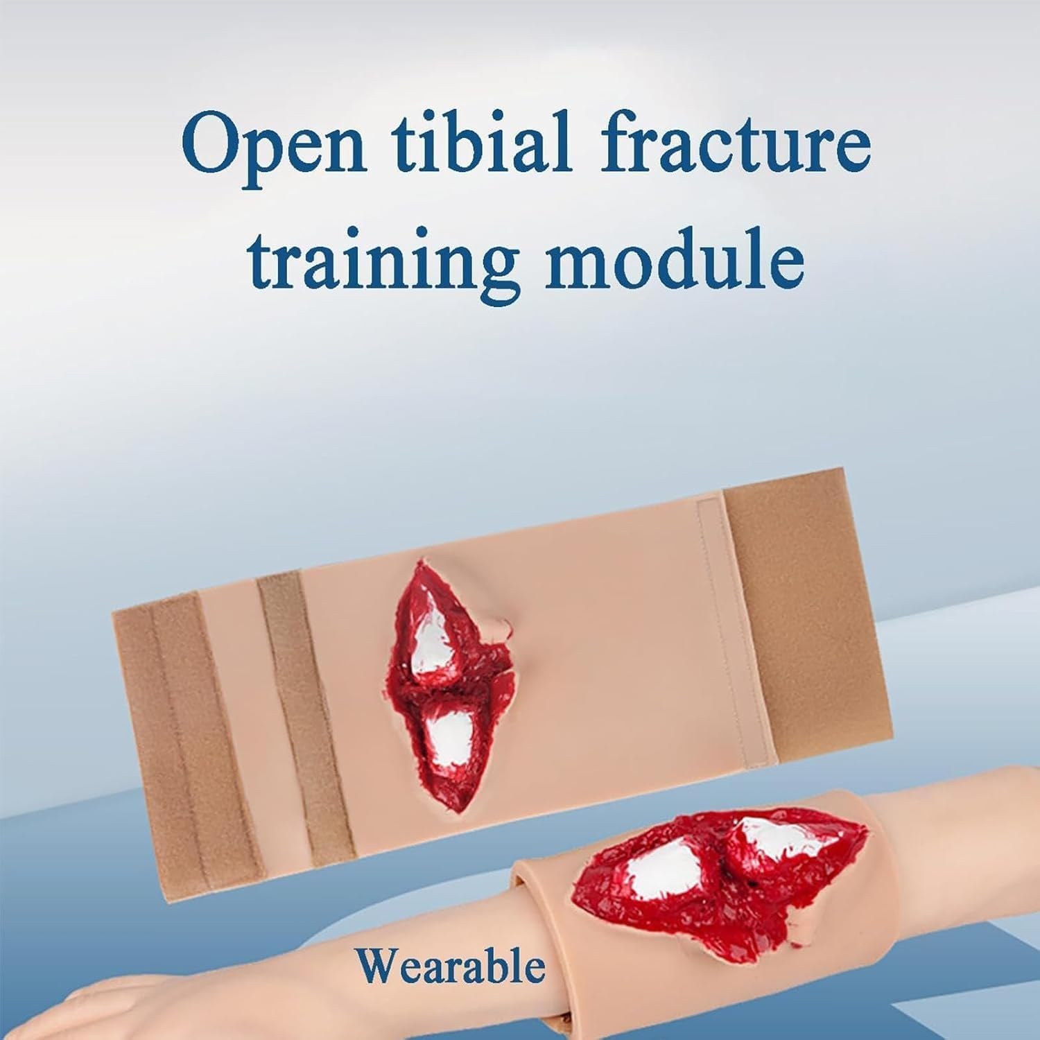 Offenes Tibiafraktur-Trainingsmodell, Trauma-Modell, Fraktur-Wundverband- Und Nahttraining, Simulierte Blutende Wundversorgung, Wiederverwendbarer Trauma-Simulator